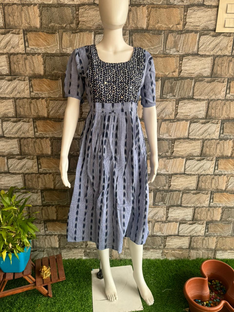 grey ikkat cotton maxi