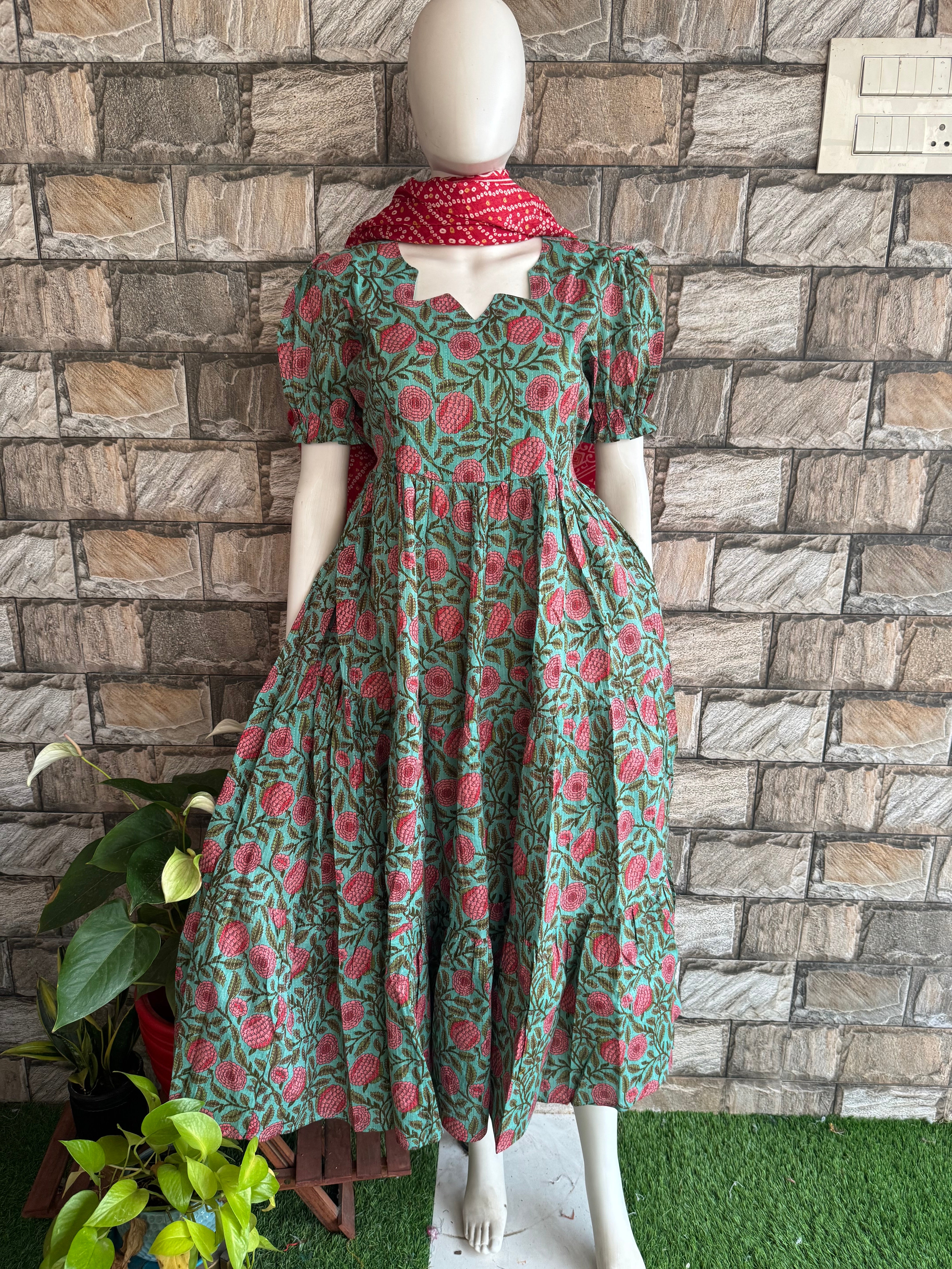 Green floral Maternity maxi