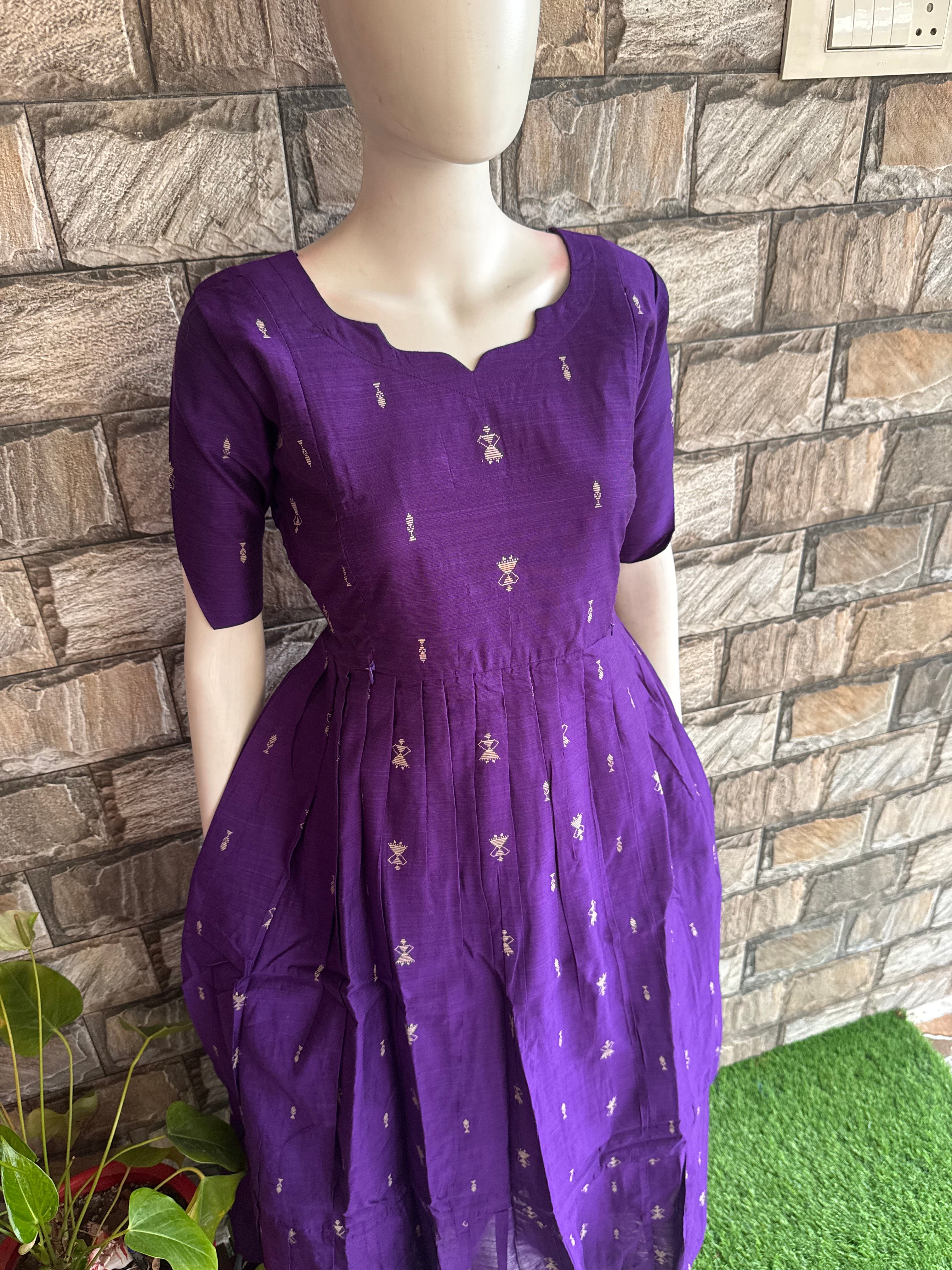 Festive wear Maternity raw silk maxi Brinjal Violet