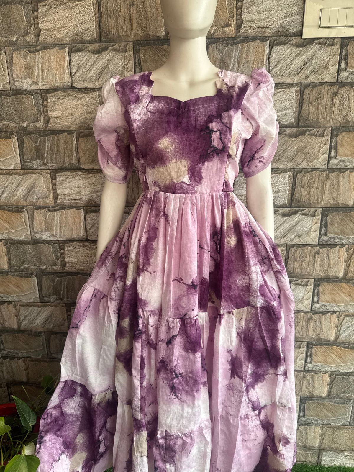 Delta crepe Maternity maxi brinjal wine marble