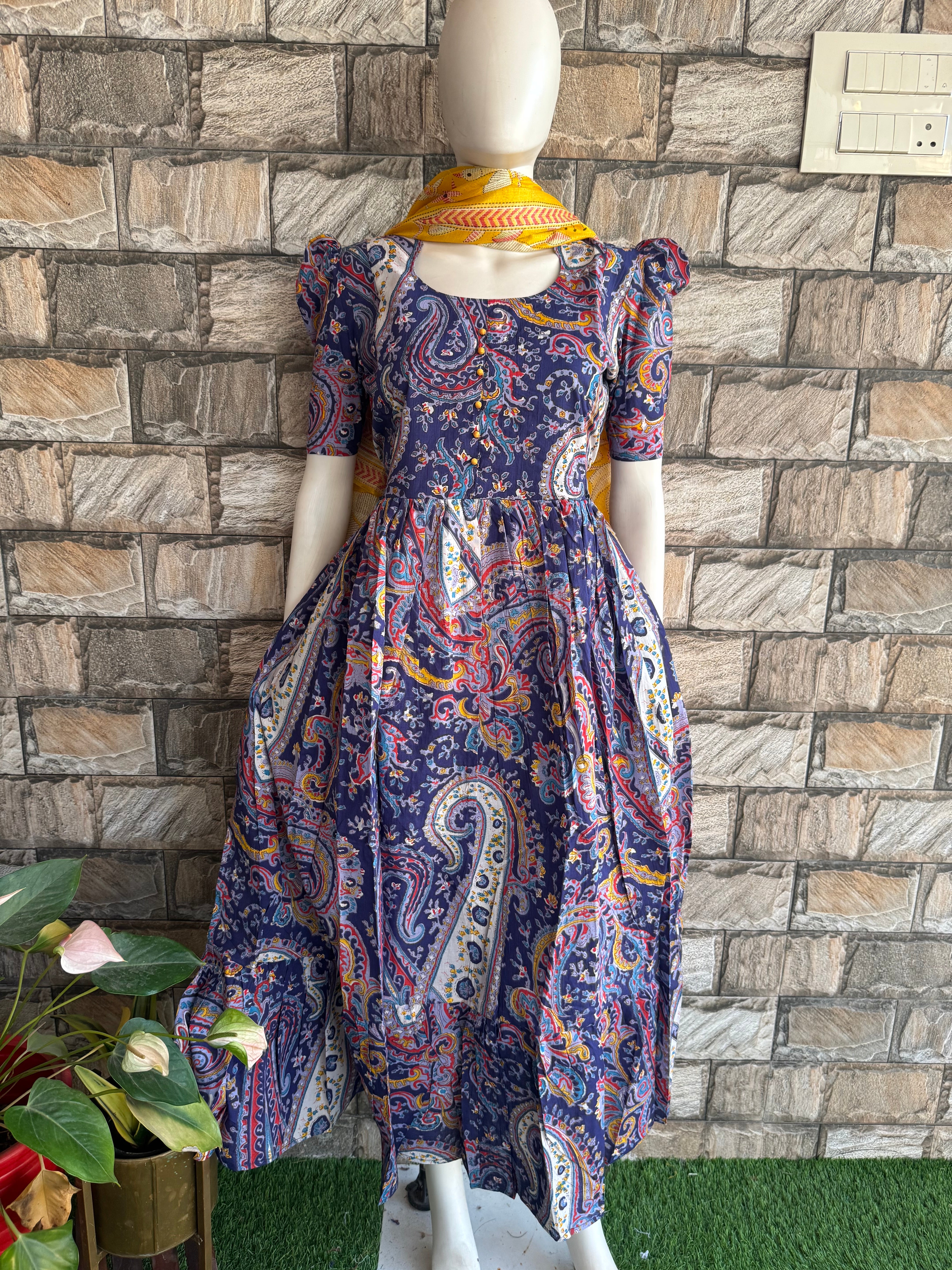 Kalamkari Mul soft cotton Maternity Maxi