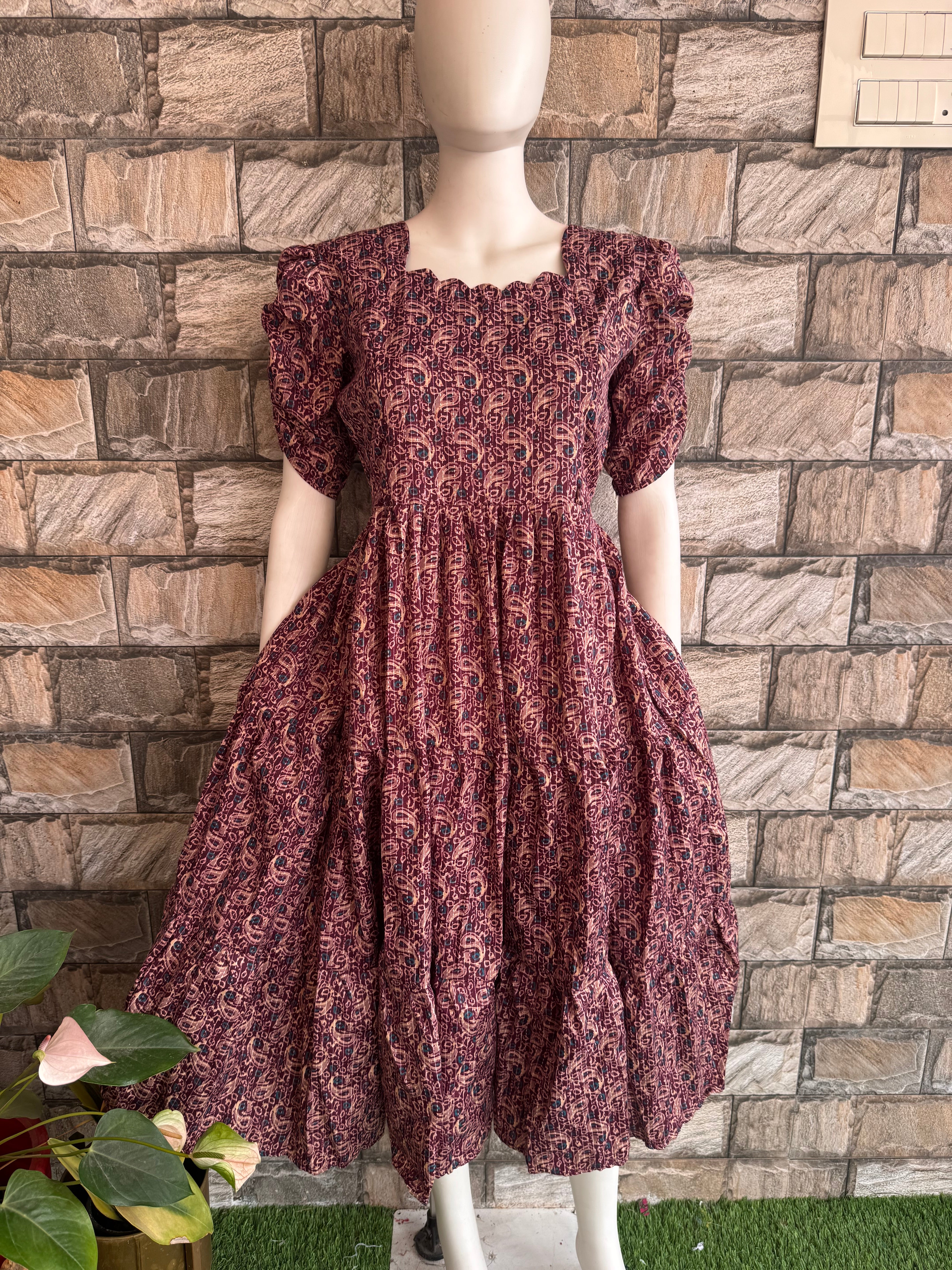 Wine Ajrak maternity maxi