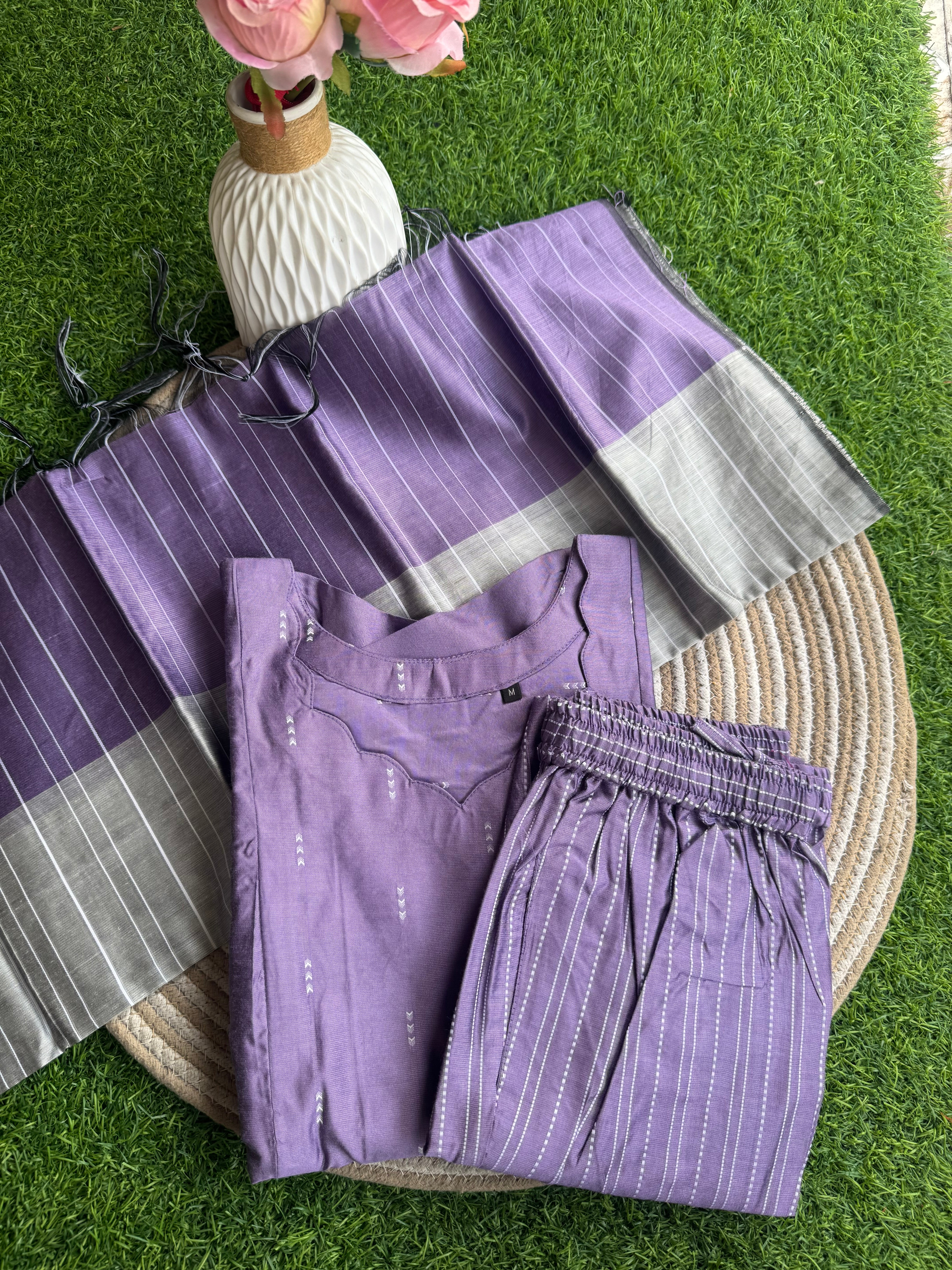 Lilac raw silk 3 piece Feeding Set