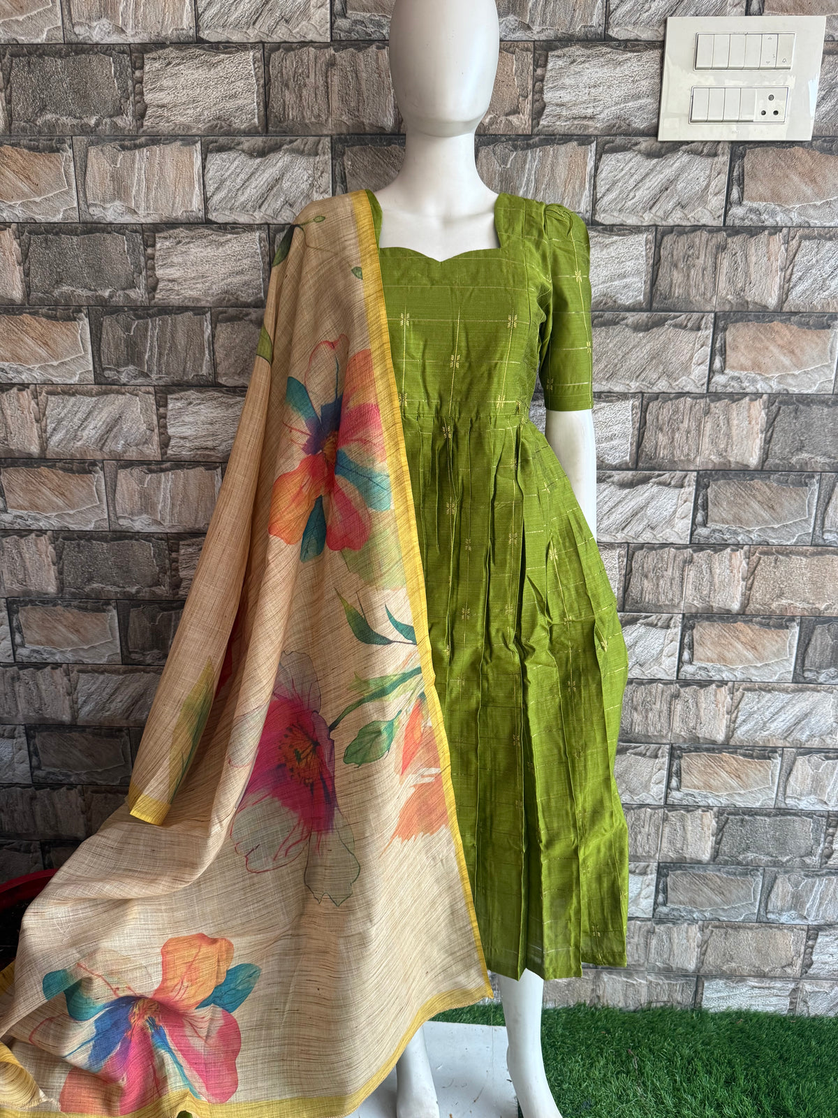 Raw silk Maternity Feeding maxi Budget launch Including dupatta