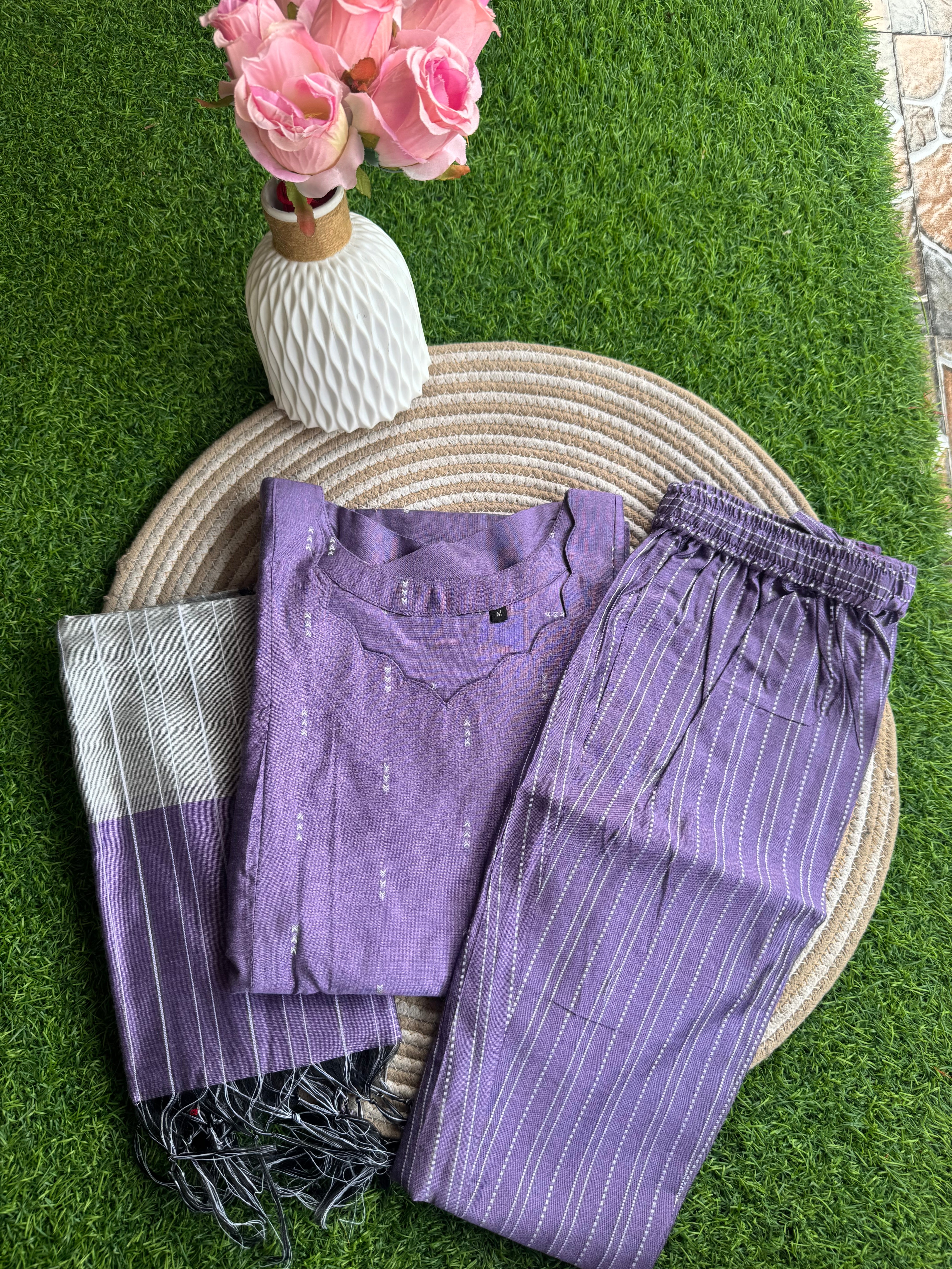 Lilac raw silk 3 piece Feeding Set