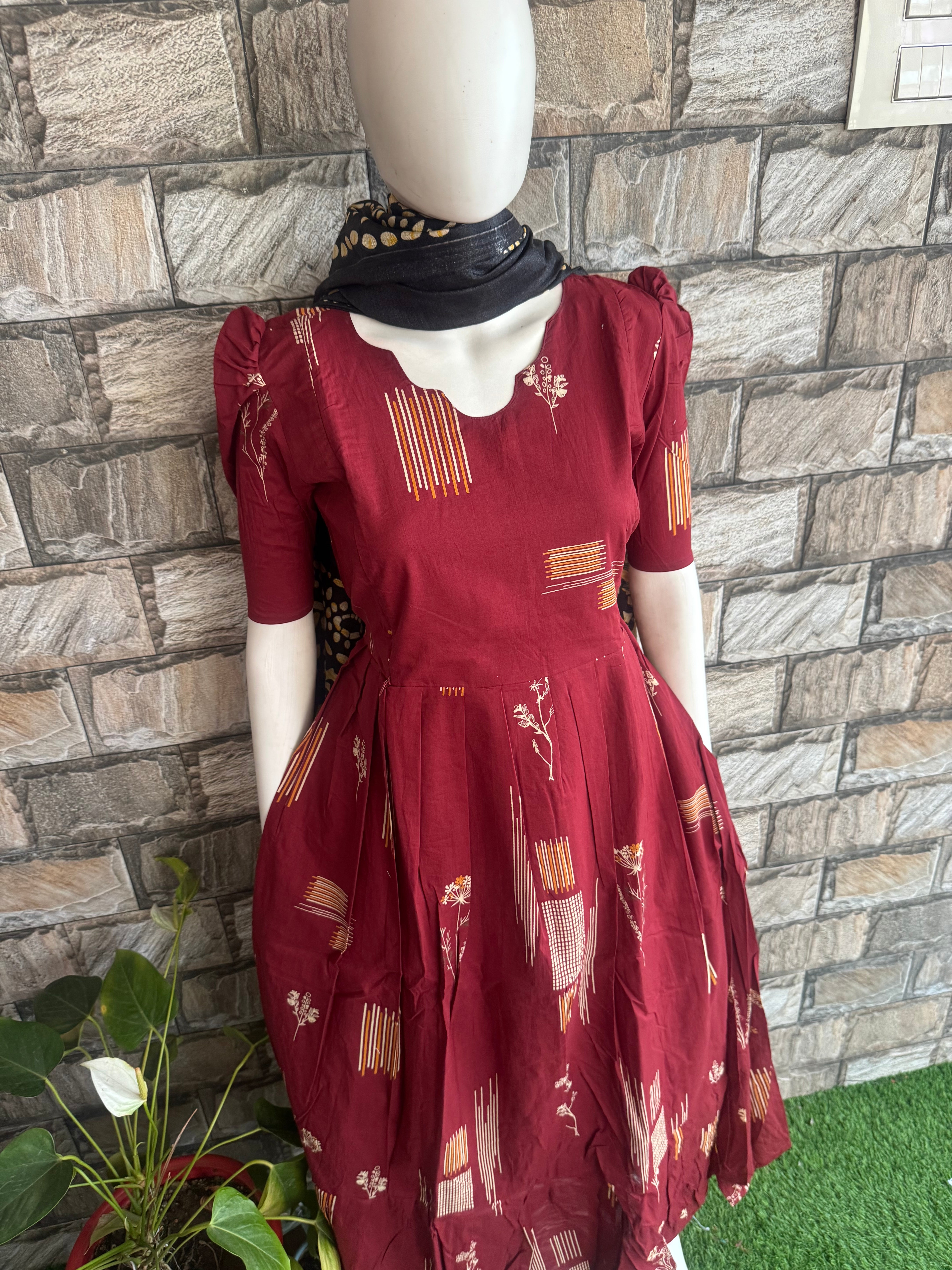 Maroon blish soft cotton Maternity maxi