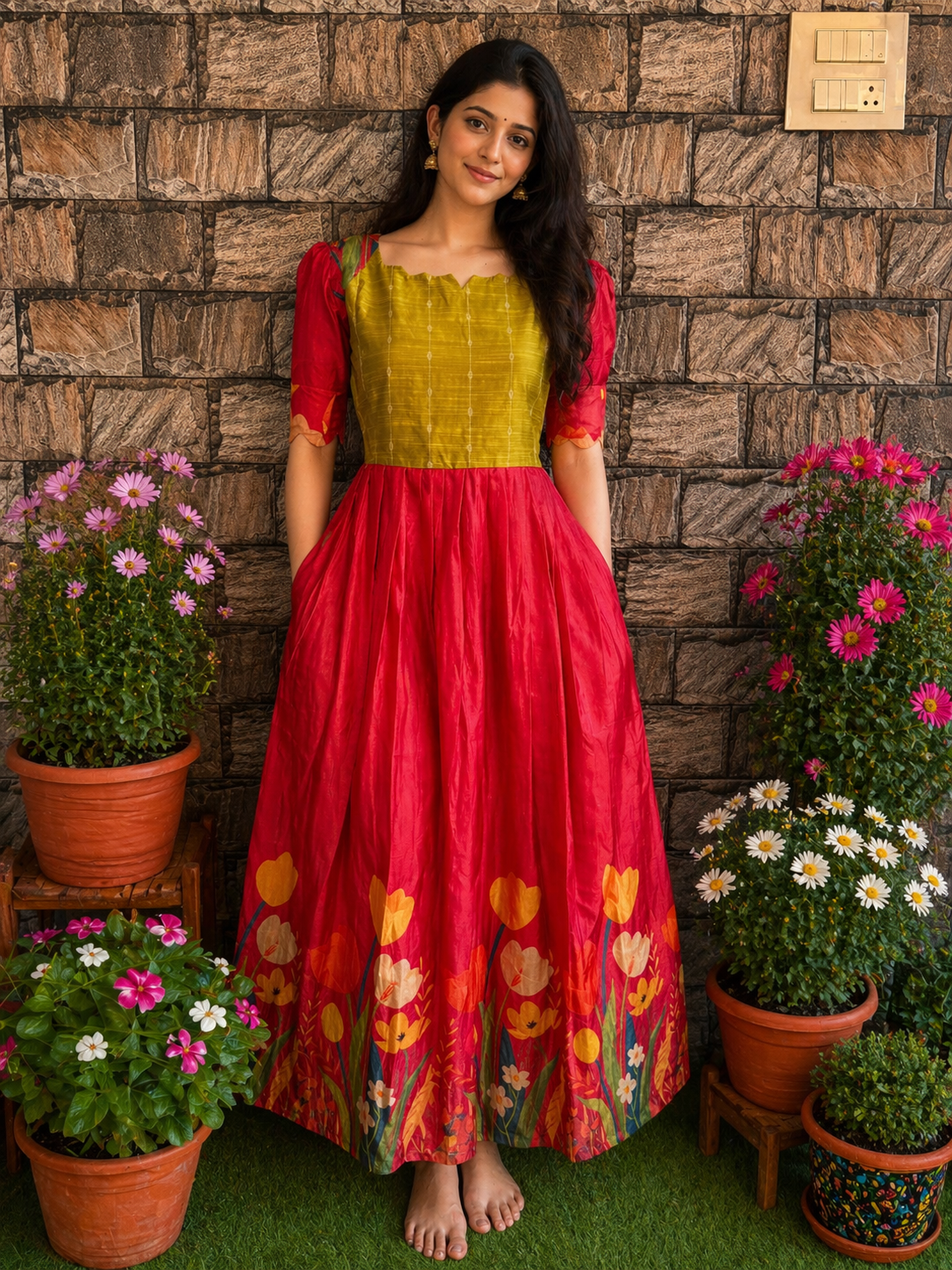Chanderi Festive Maternity maxi
