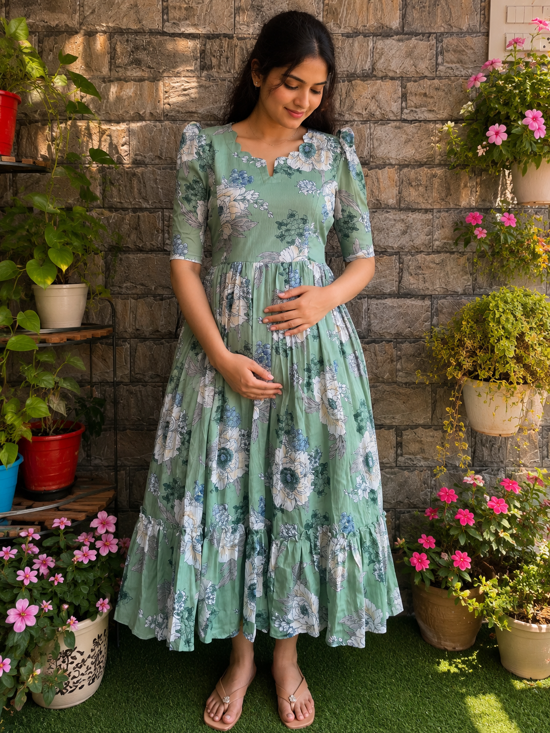 Pista Green Delta Maternity Maxi