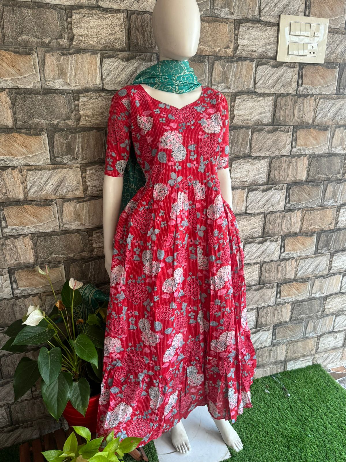 red kanta cotton maxi