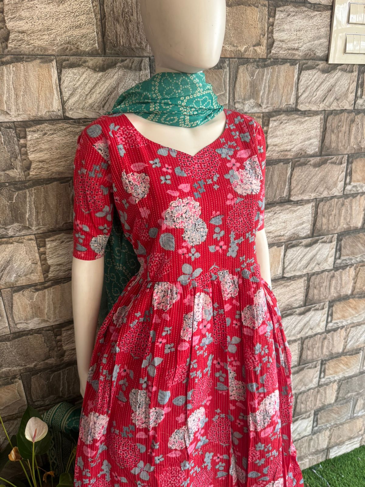 red kanta cotton maxi