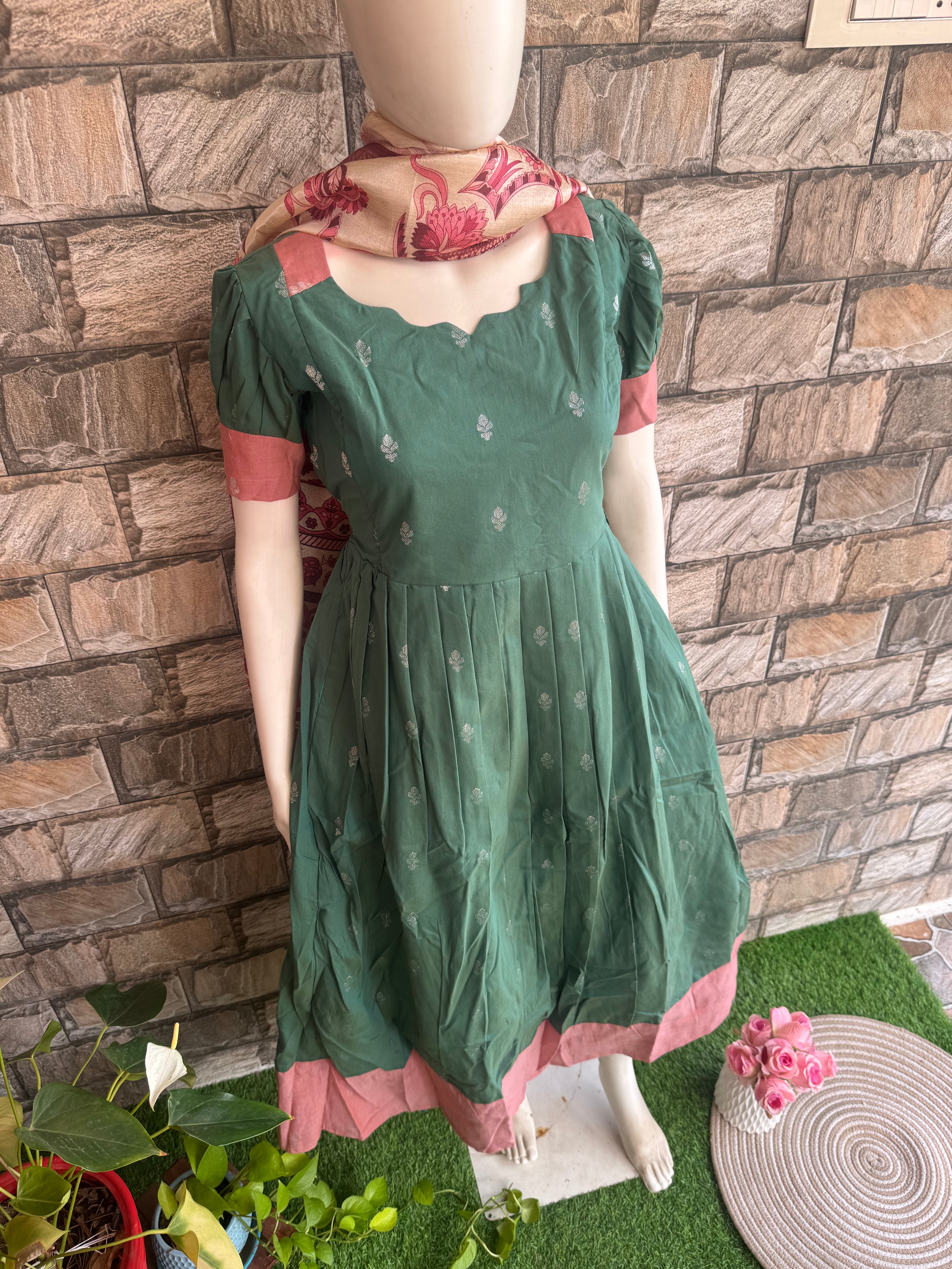 Festive wear Maternity silk handloom maxi English Green