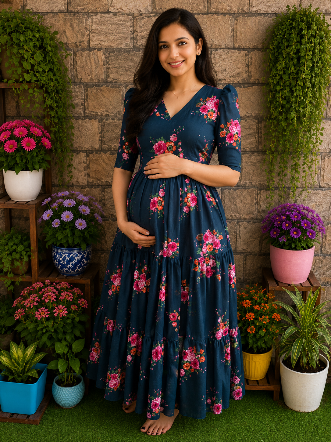 Delta Maternity maxi  TEAL GREEN