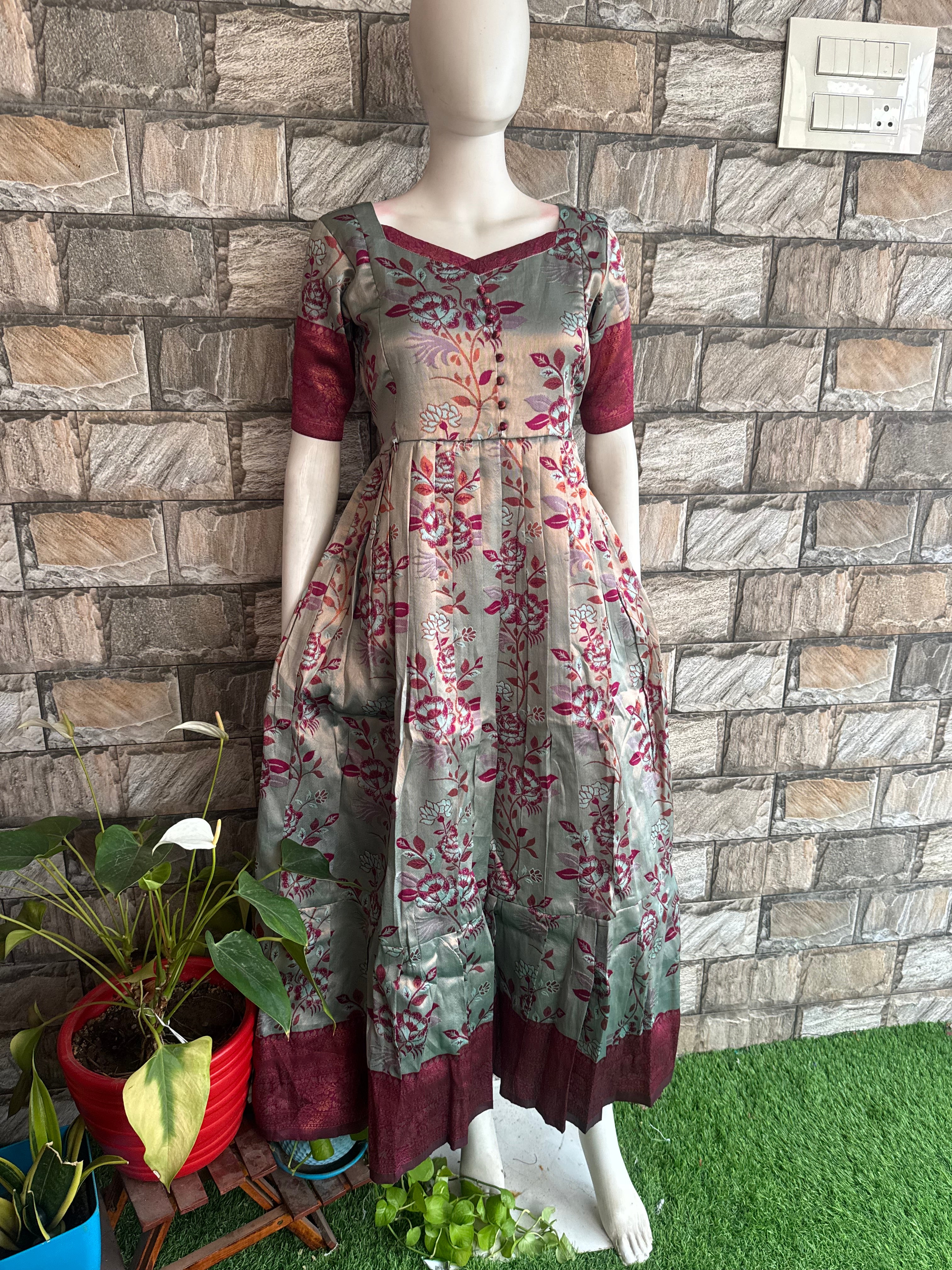 Festive wear Maternity Banarasi silk maxi