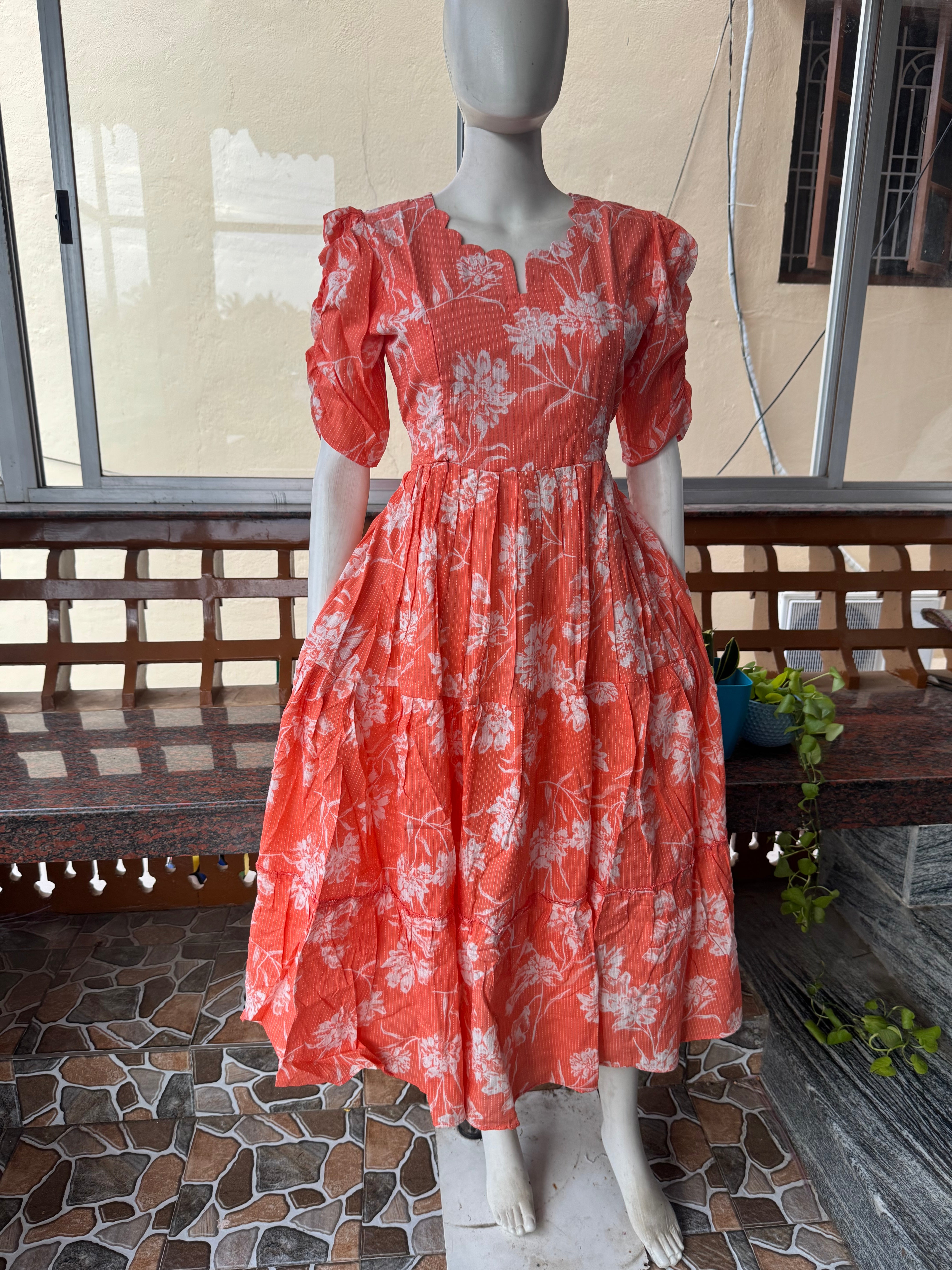 Soft kanta cotton Maternity Feeding  maxi - Malar Peach shade