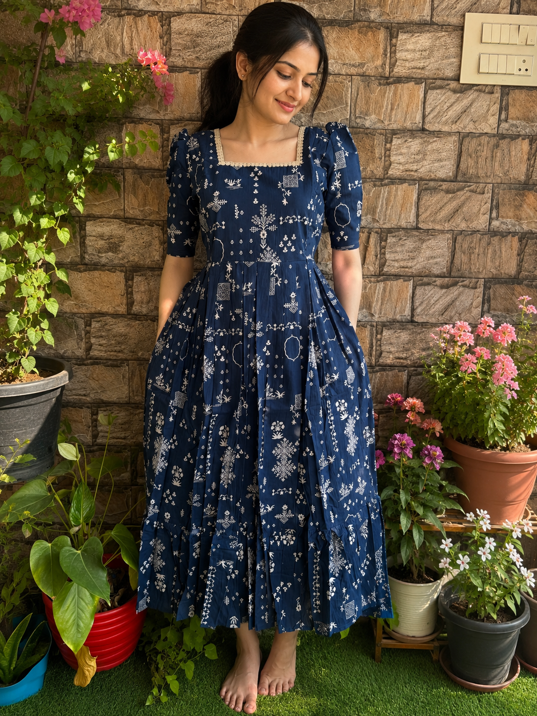 Pure soft cotton Maternity maxi  - Denim