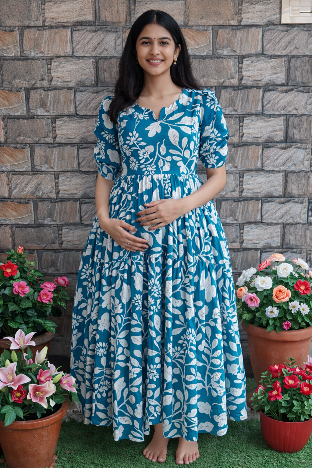 Sky blue shade Delta Maternity maxi