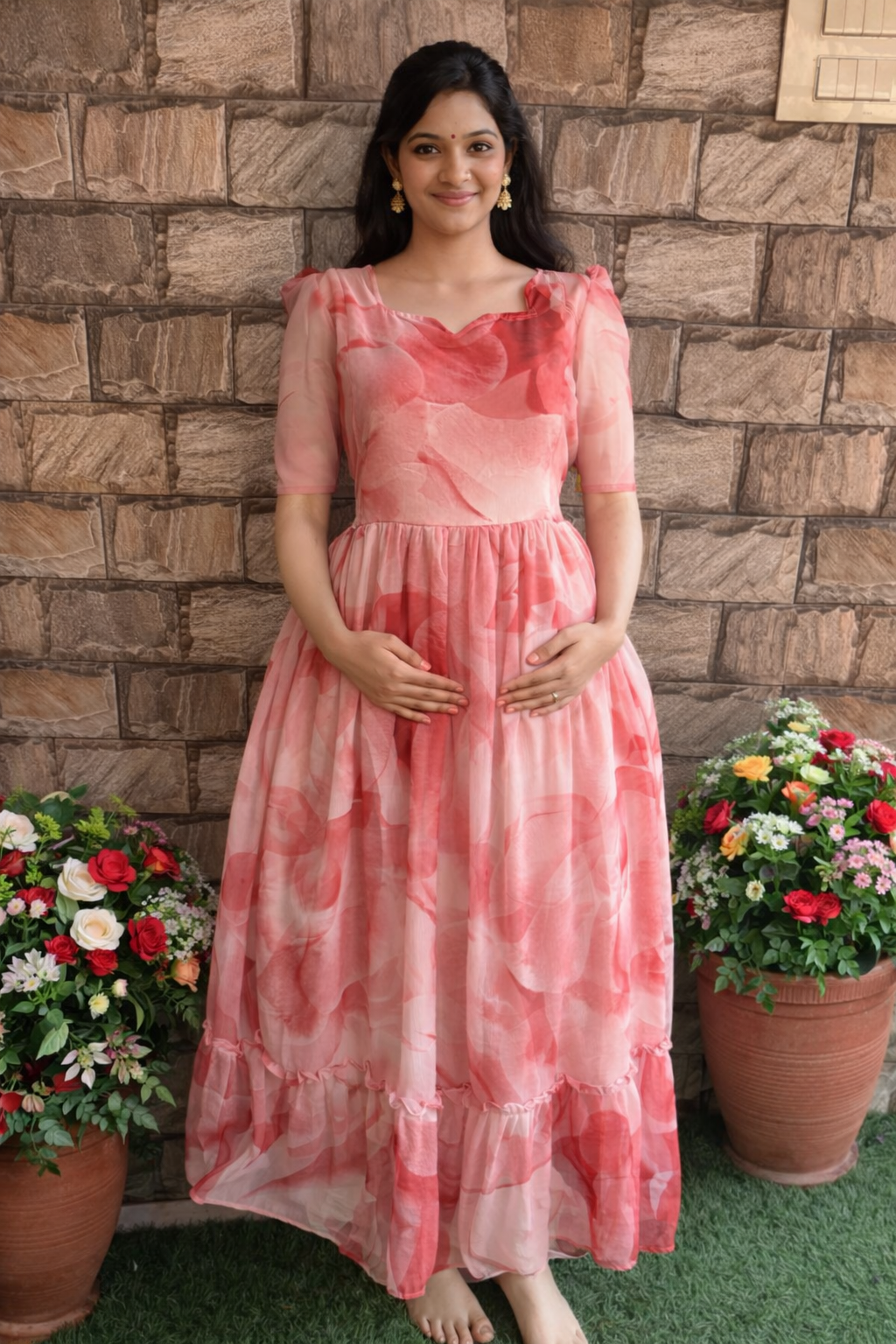 Marble Georgette Maternity Maxi