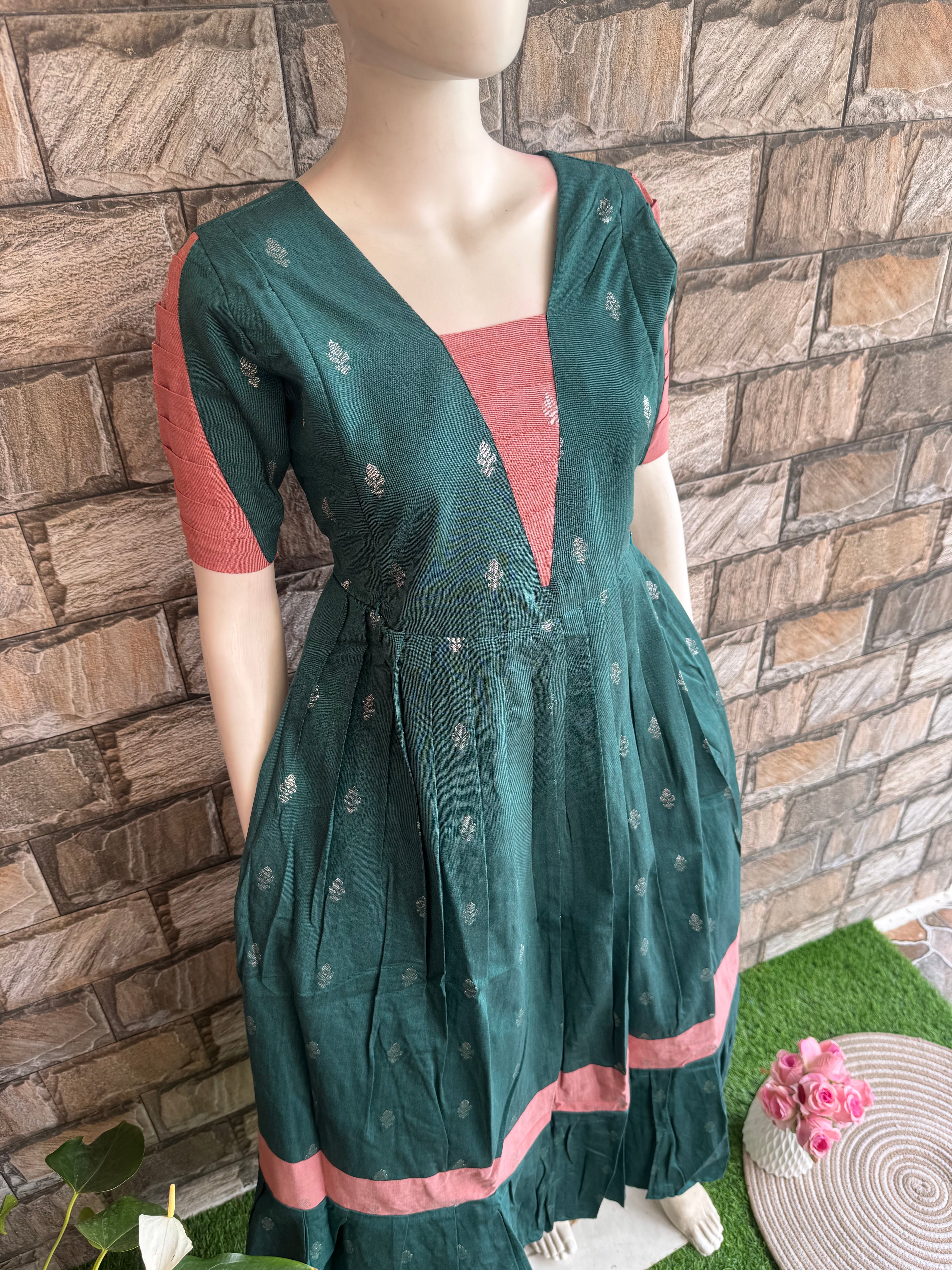 Festive wear Maternity silk handloom maxi English Green