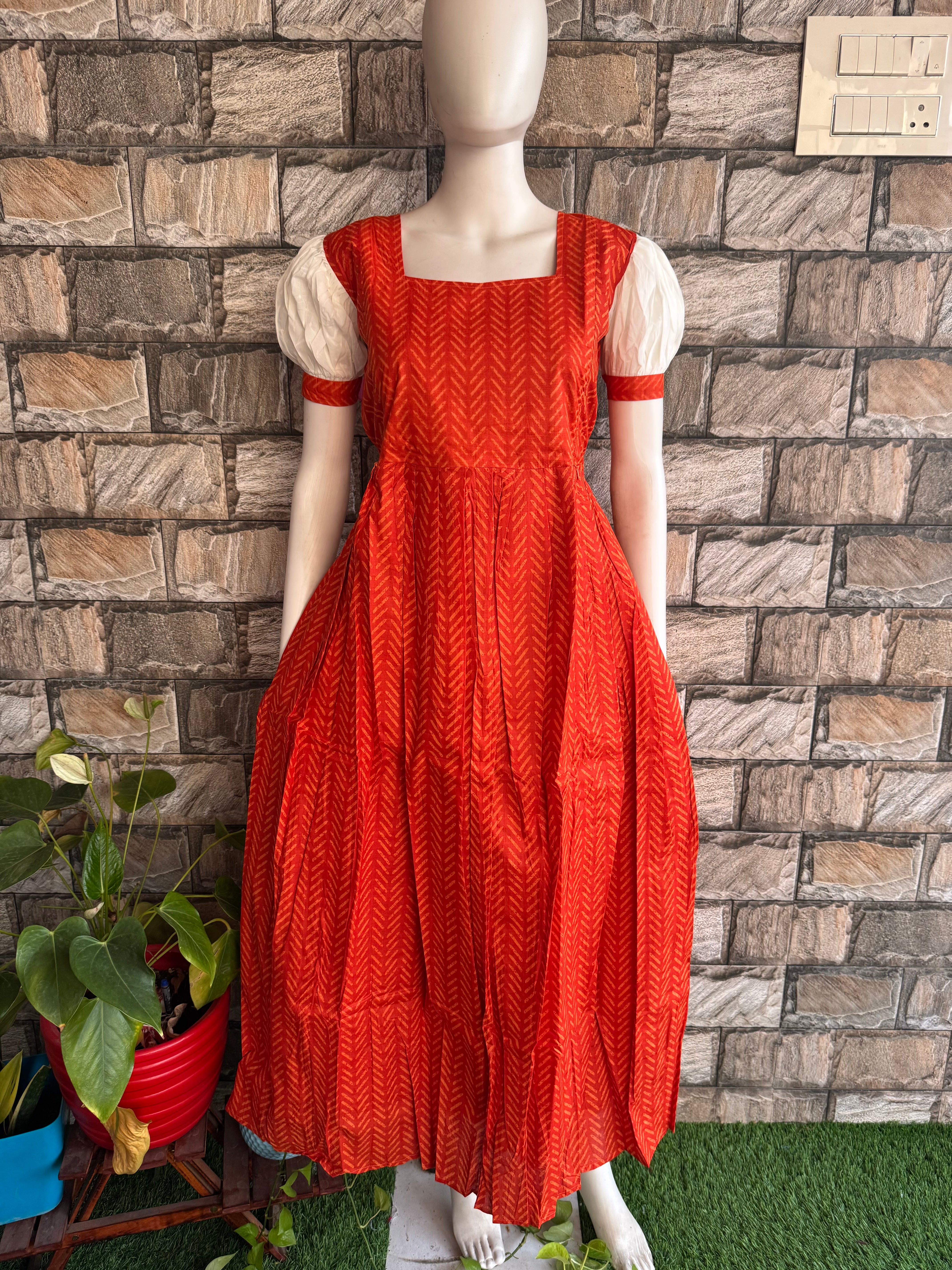 Orange soft cotton Maternity maxi