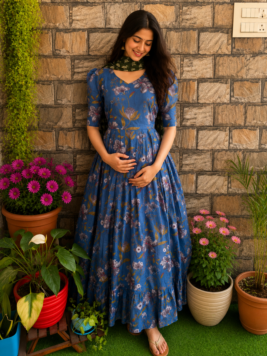 Pale Blue soft cotton Maternity max