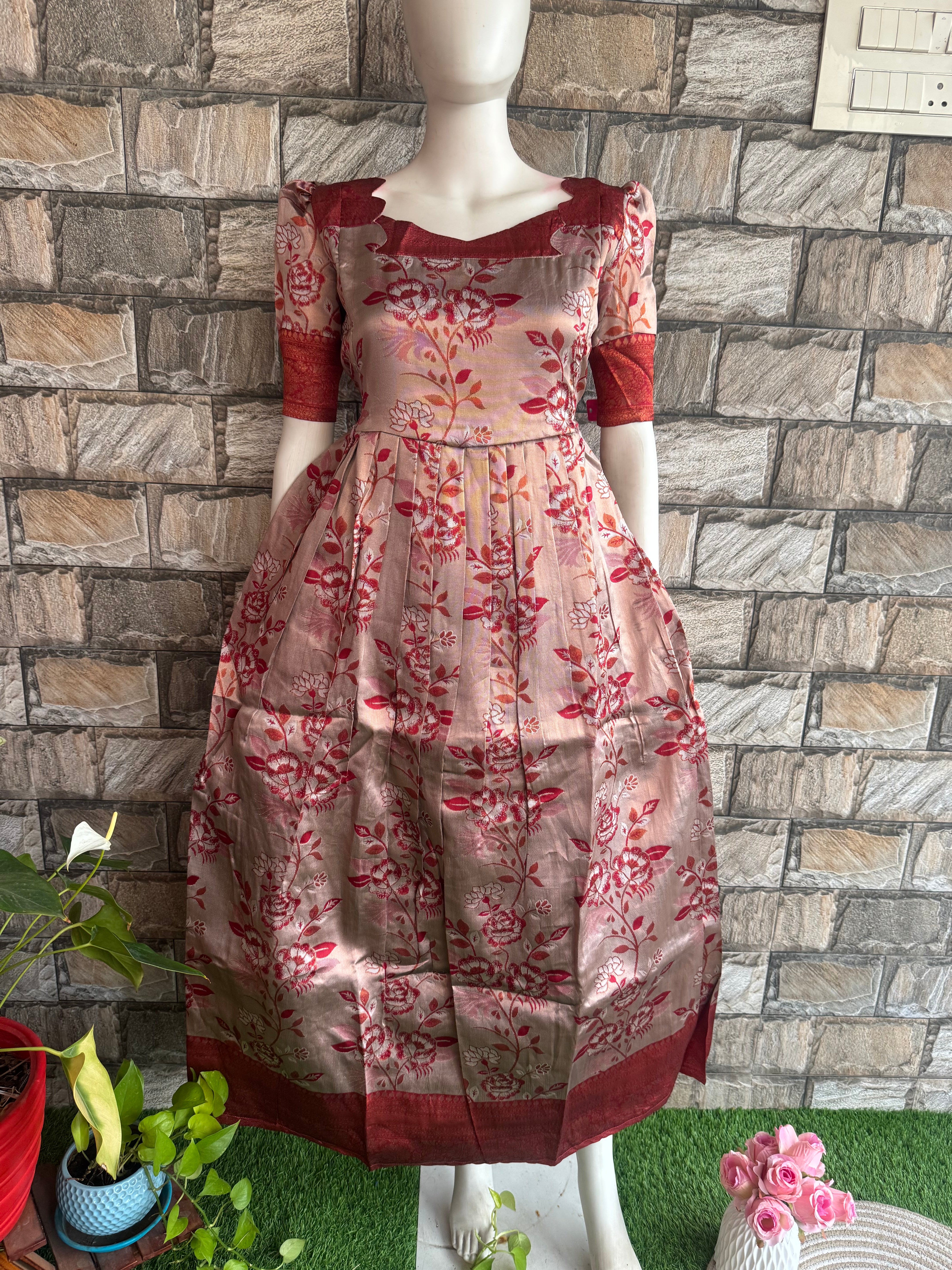 Festive wear Maternity Banarasi silk maxi