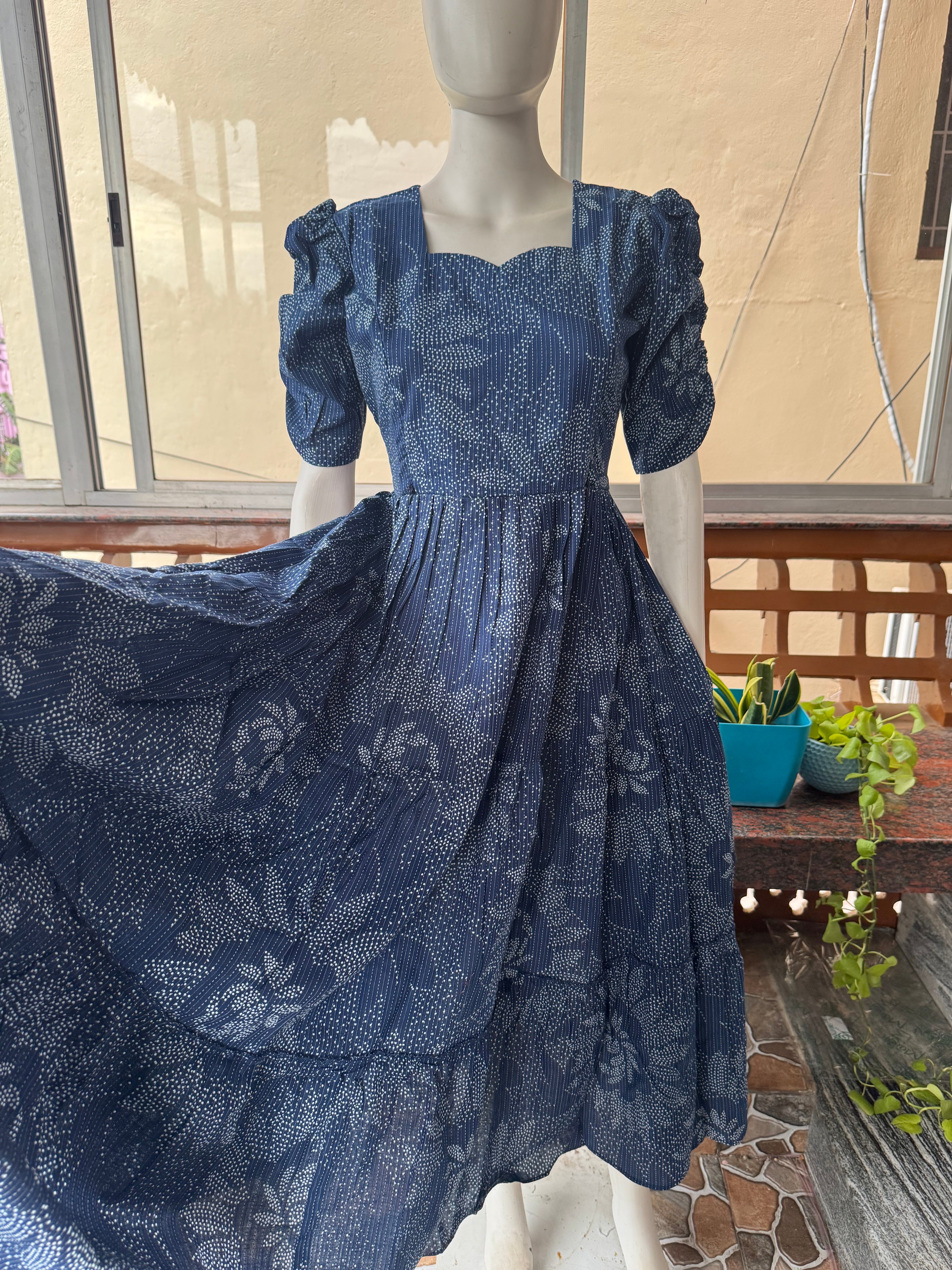 Soft kanta cotton Maternity Feeding  maxi - Indigo