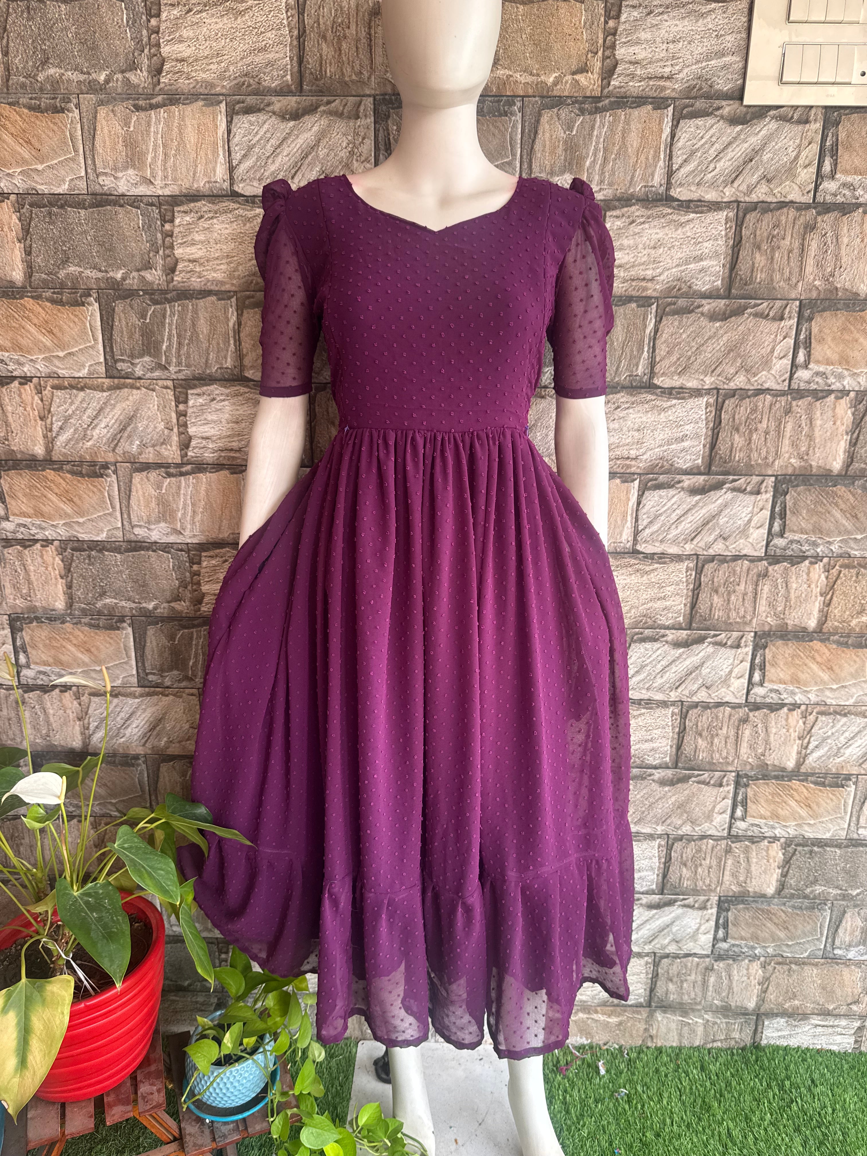 Dobby Georgette Maternity maxi (wine)