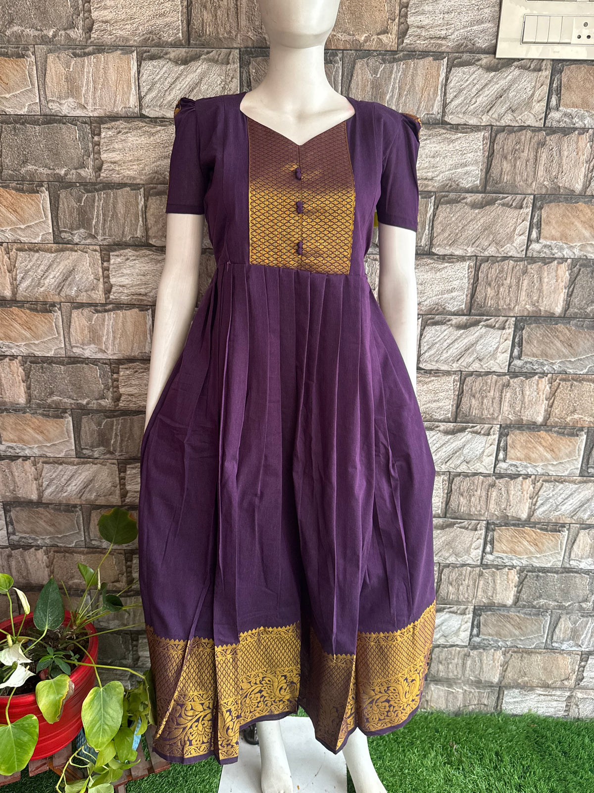 Diwali series Maternity raw silk maxi Brinjal wine  - without Dupatta PRE ORDER 4 business days