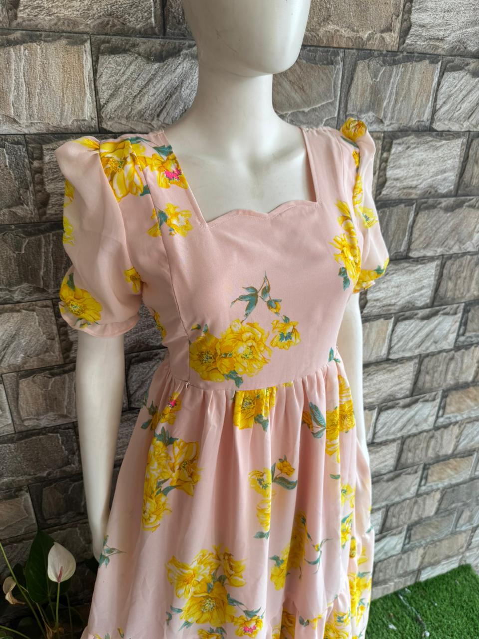 peach georgette maxi