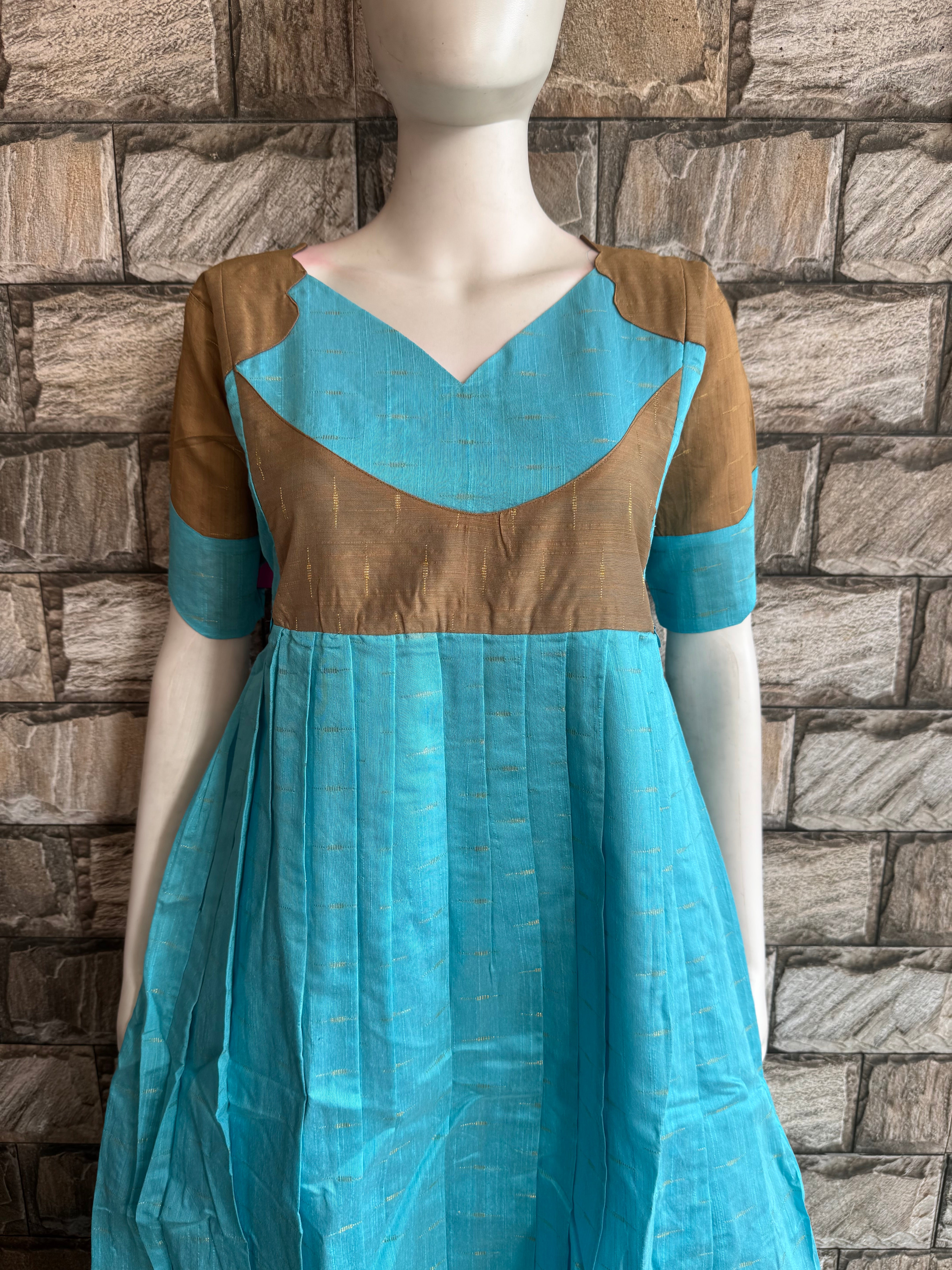 Festive wear Maternity raw silk maxi Sky Blue Budget launch