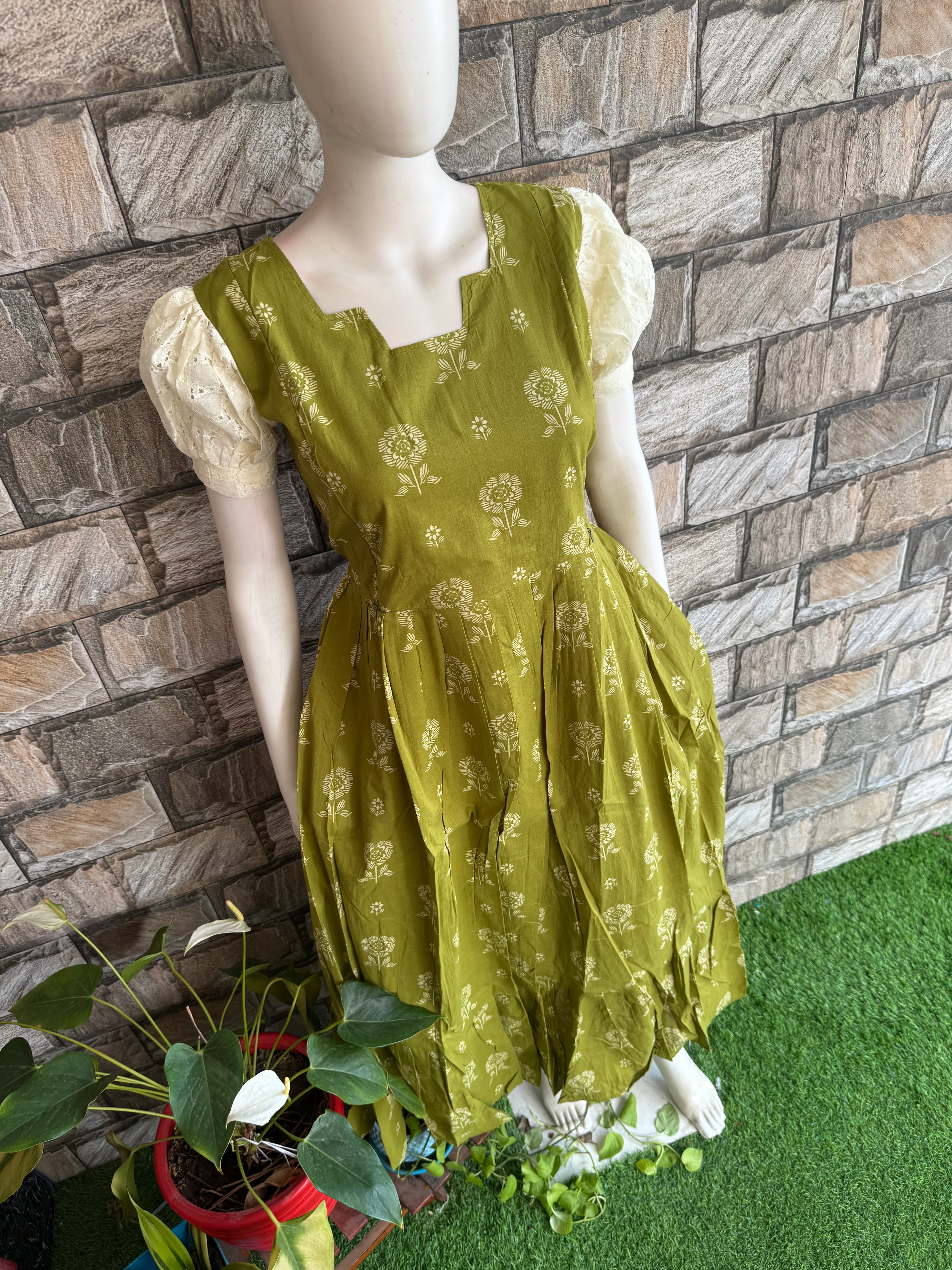 Parrot Green soft cotton Maternity maxi