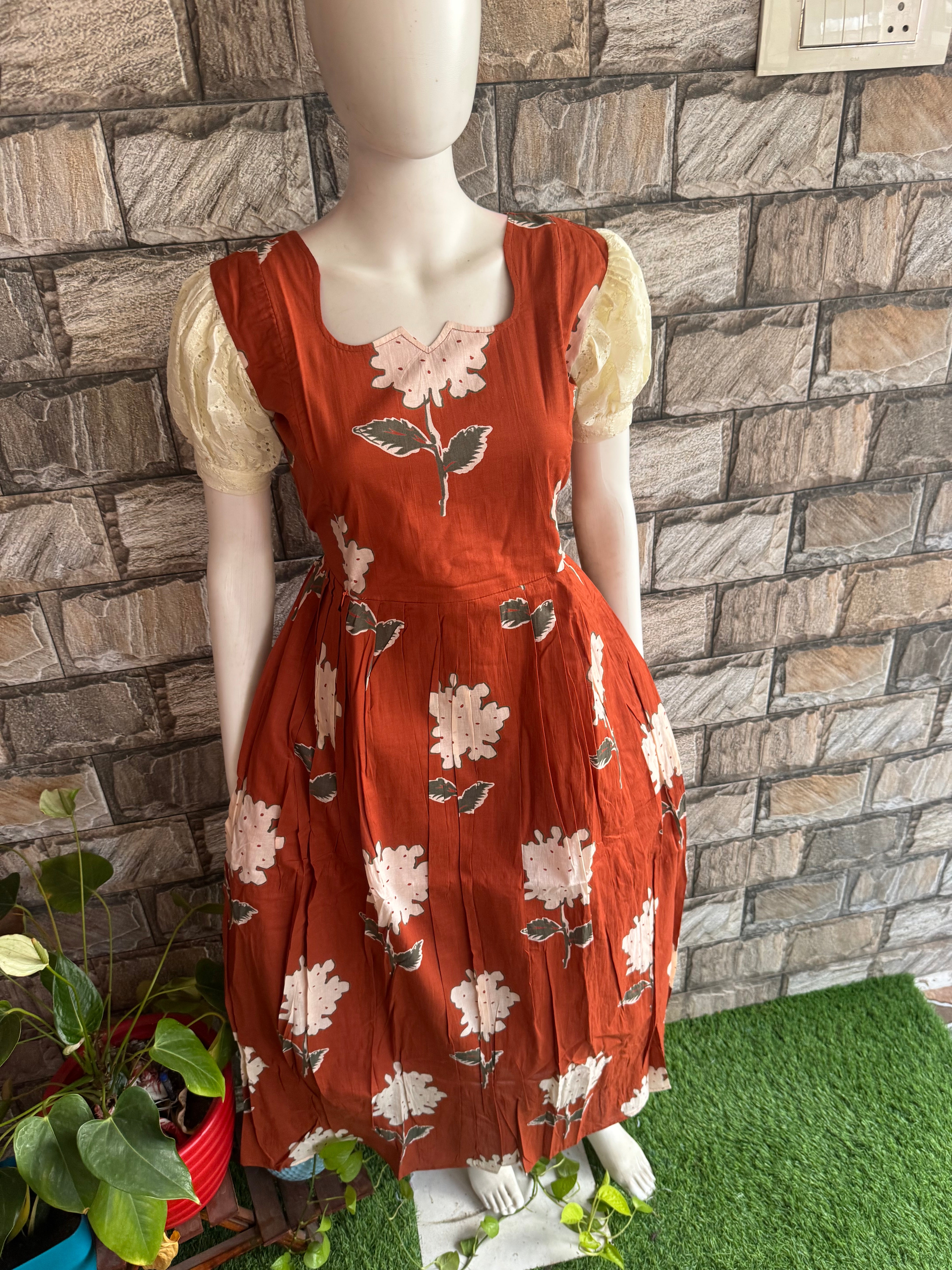 Brick Brown soft cotton Maternity maxi