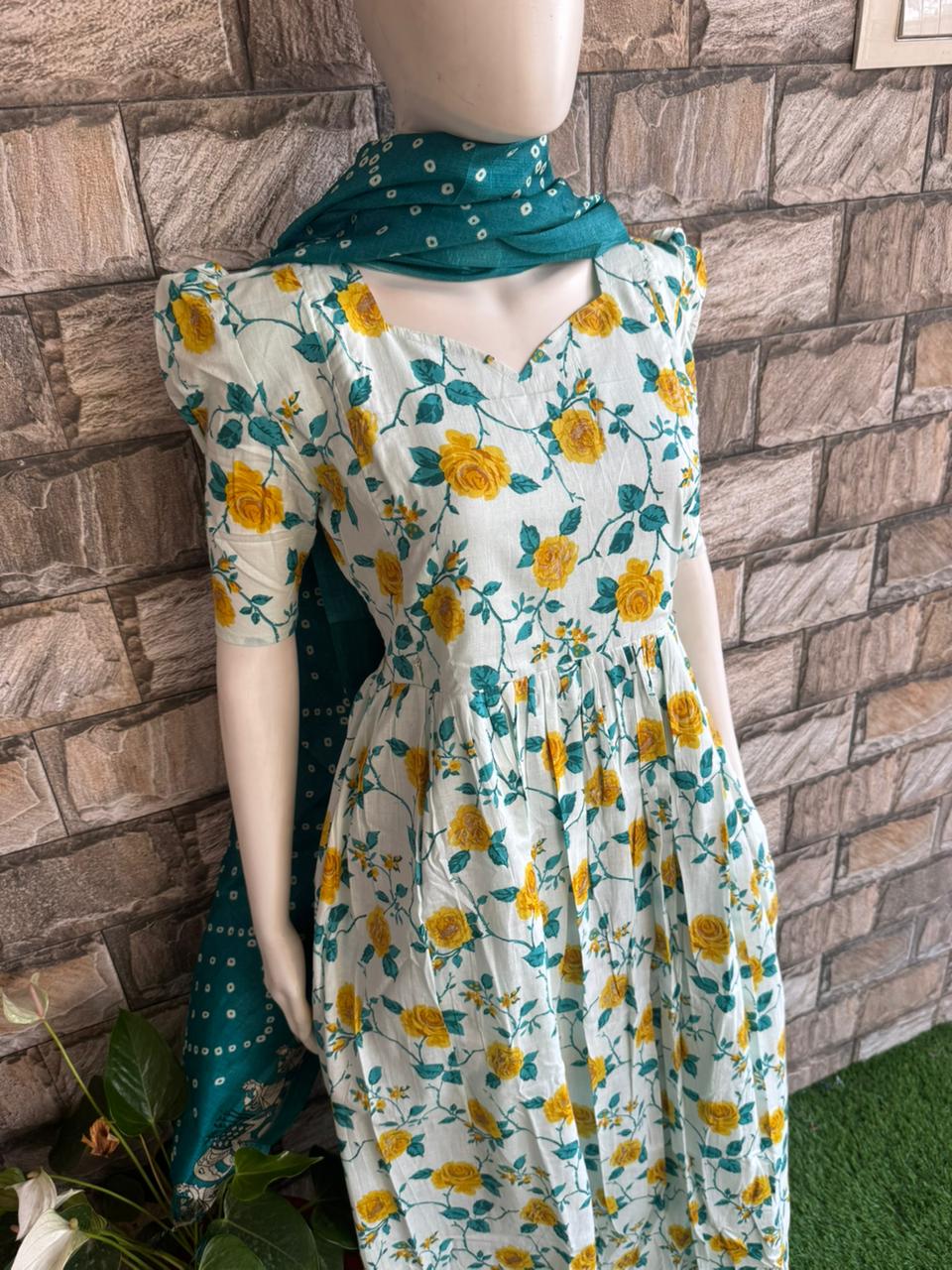 white flower cotton maxi