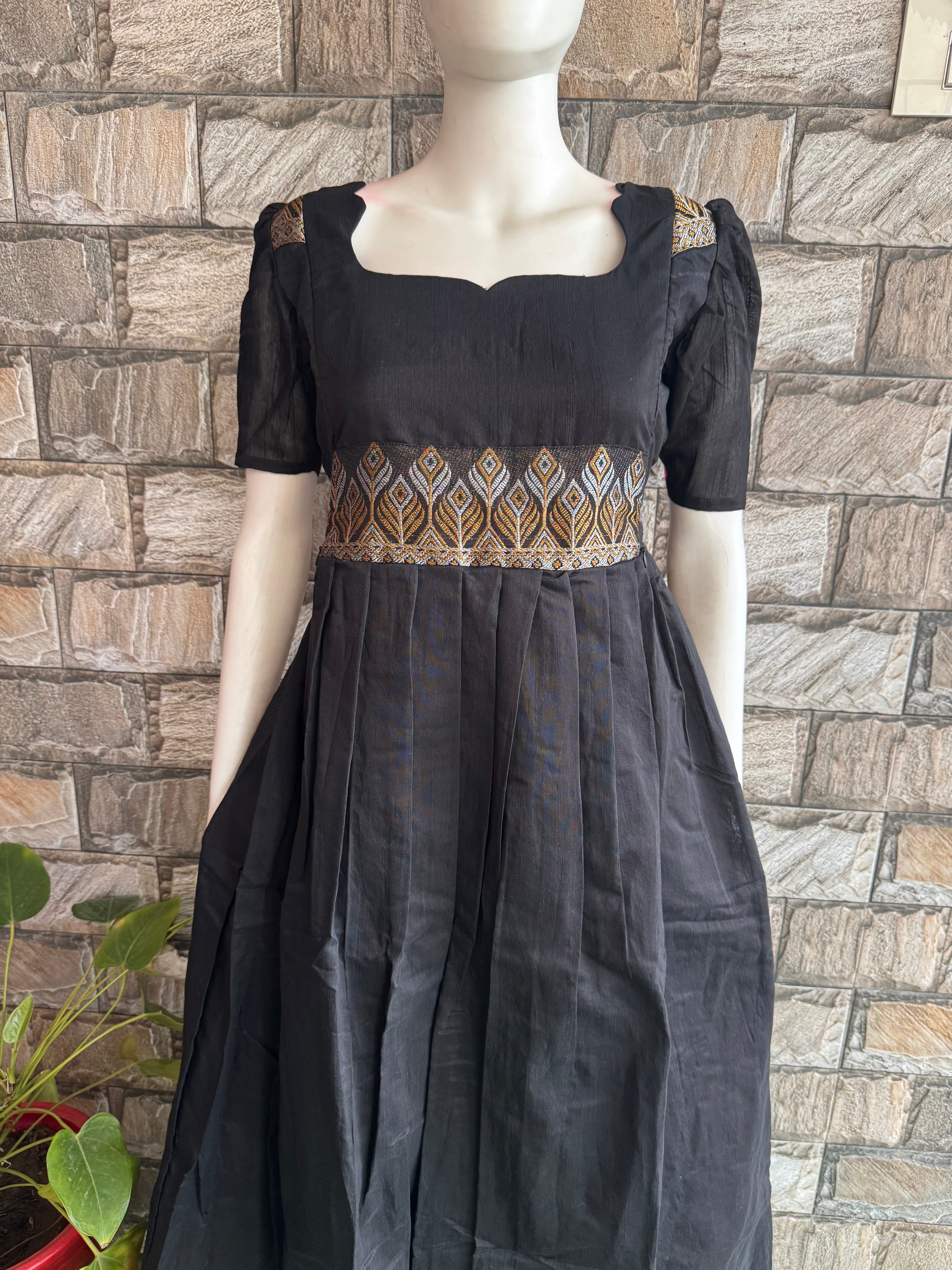 Festive wear Maternity raw silk maxi Black Beauty