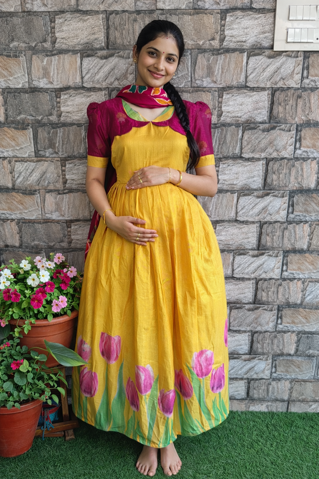 Chanderi Fabric Maternity maxi #sale