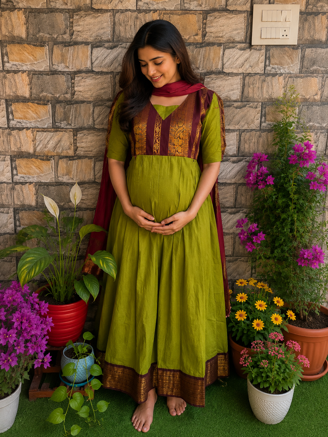 Kalyani cotton Maternity maxi
