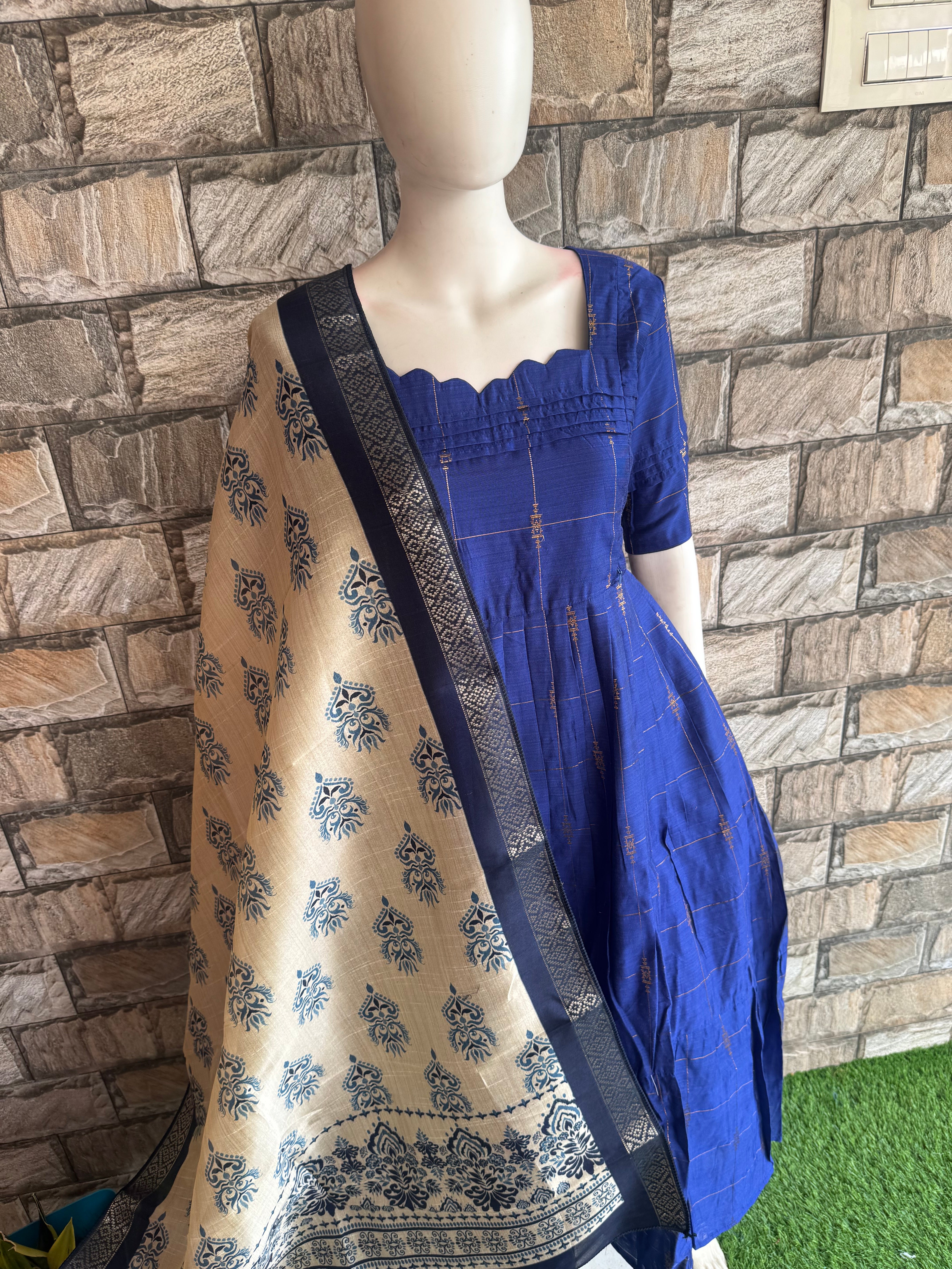 Silk based Dupatta Blue shade