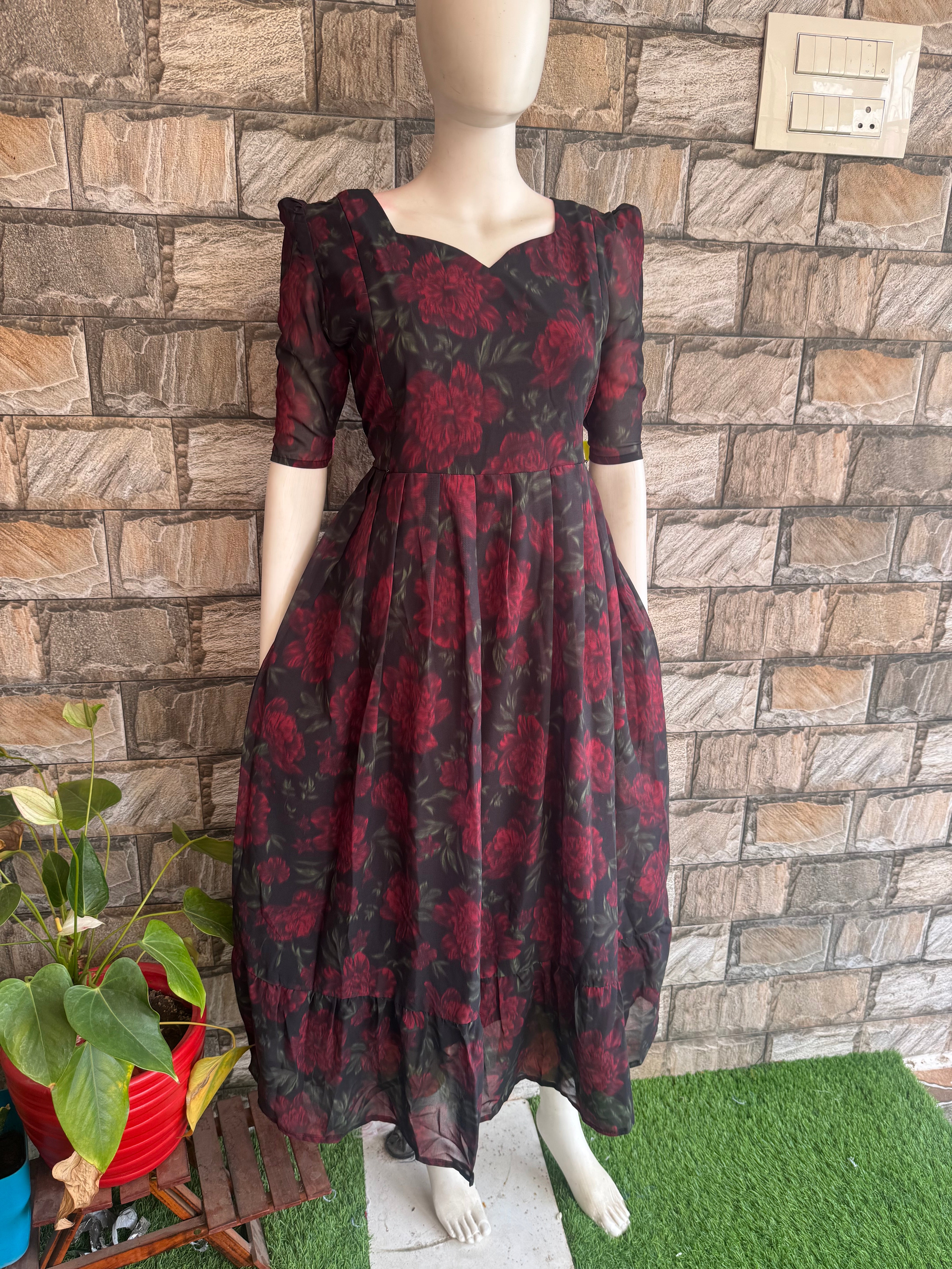 Black Georgette Maternity Maxi