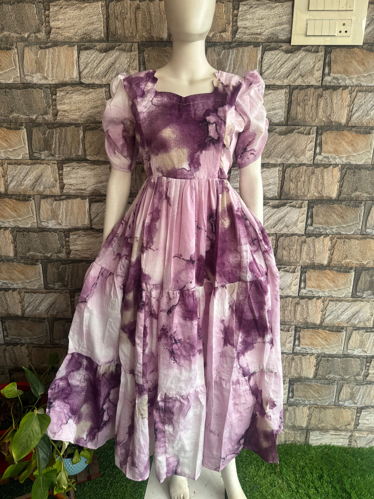Delta crepe Maternity maxi brinjal wine marble