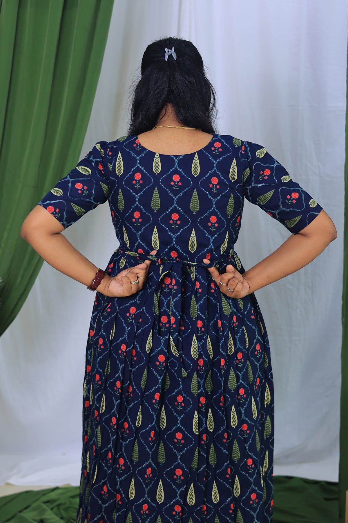 Soft cotton Maternity Feeding Maxi Navy
