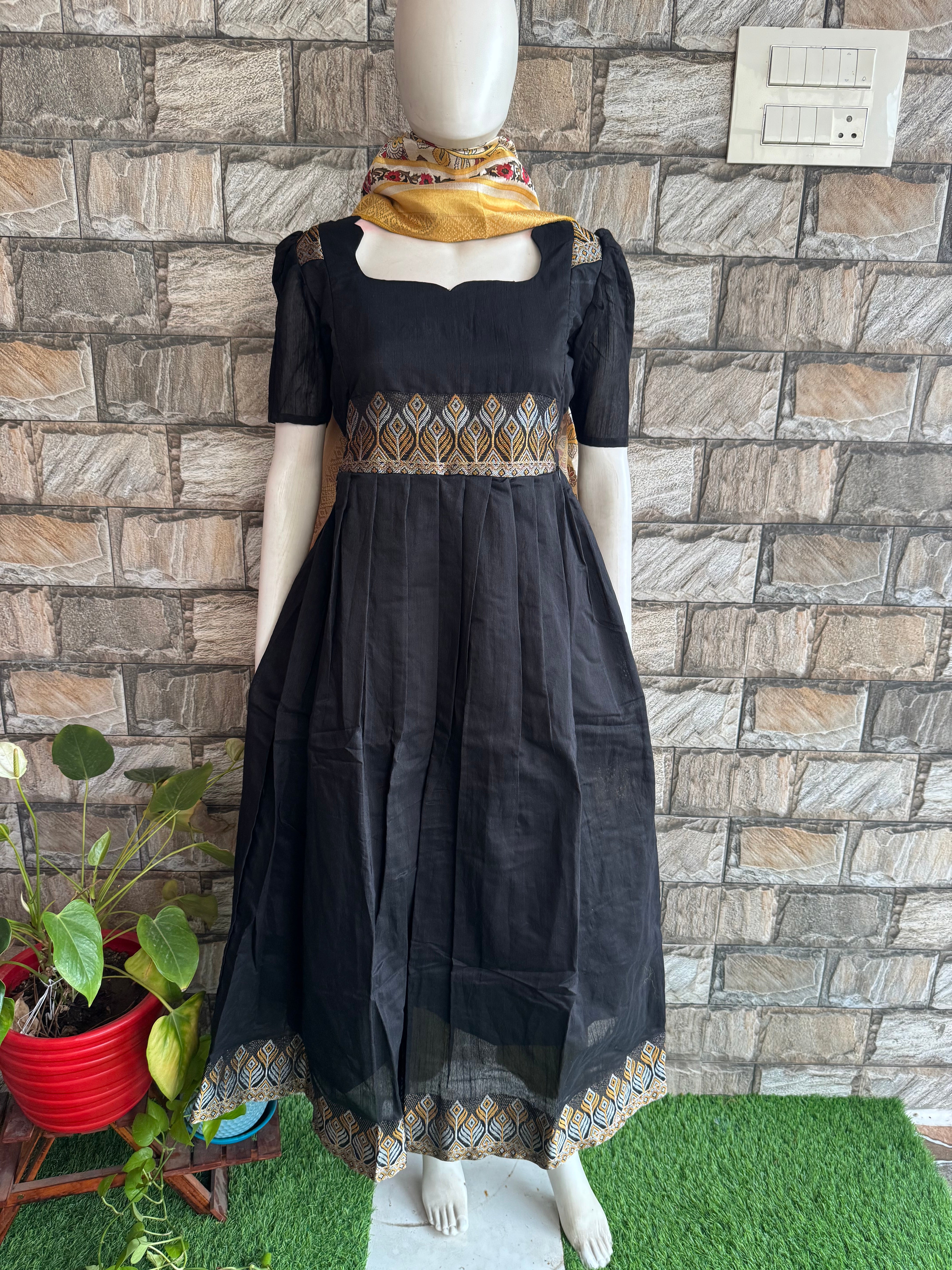 Festive wear Maternity raw silk maxi Black Beauty