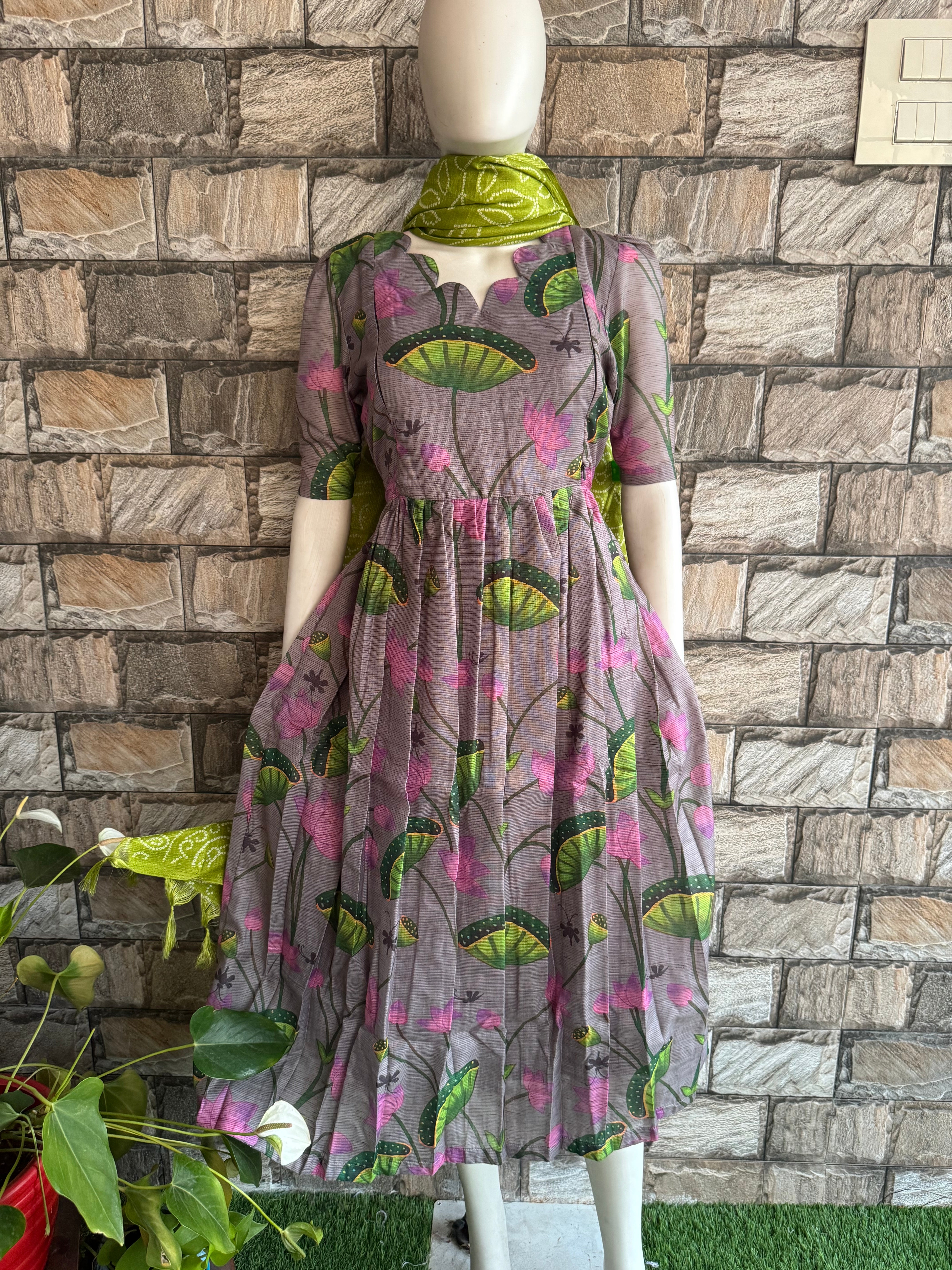 Linen Soft Cotton Maternity maxi Lotus