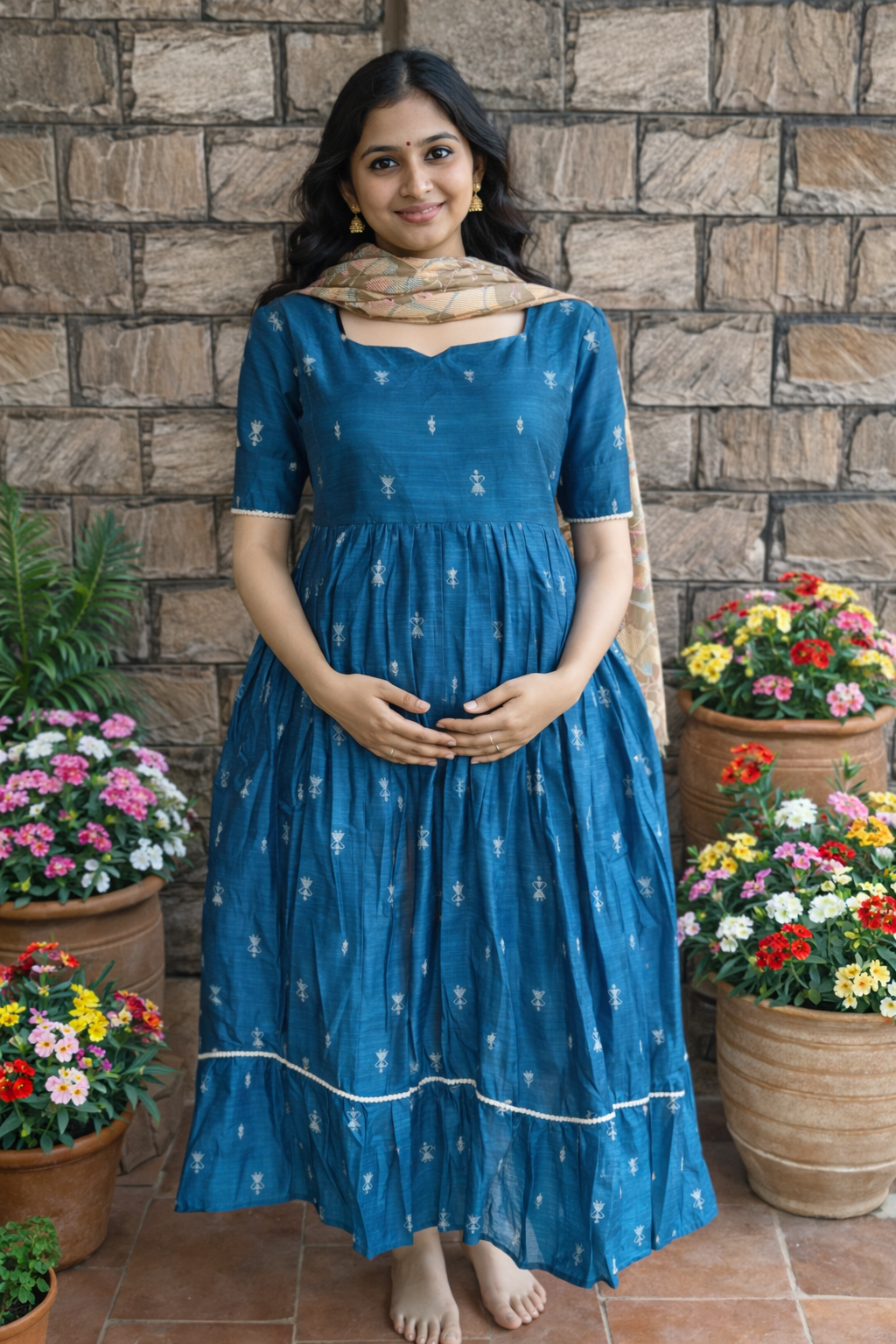 Blue doll Maternity maxi