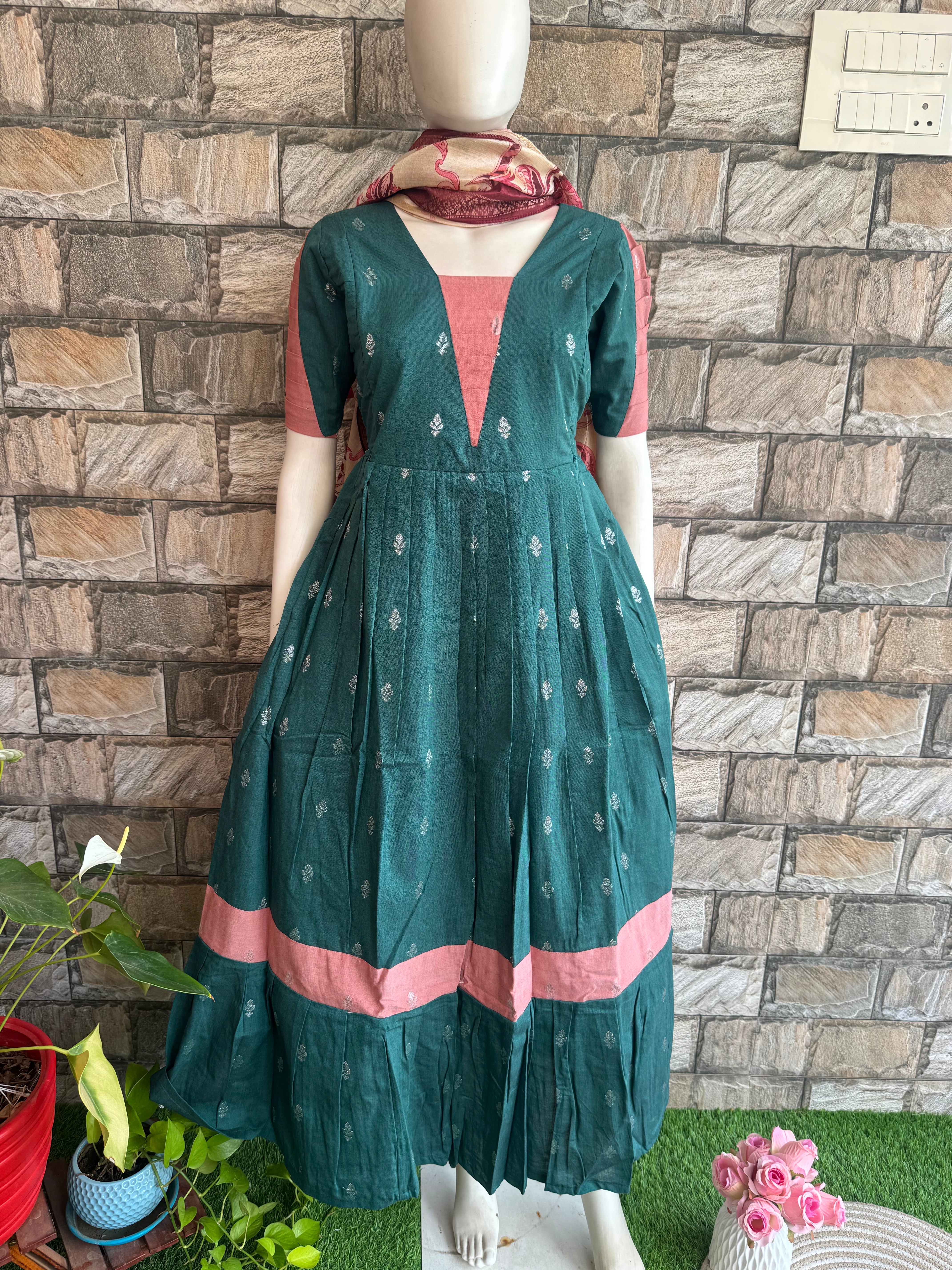 Festive wear Maternity silk handloom maxi English Green
