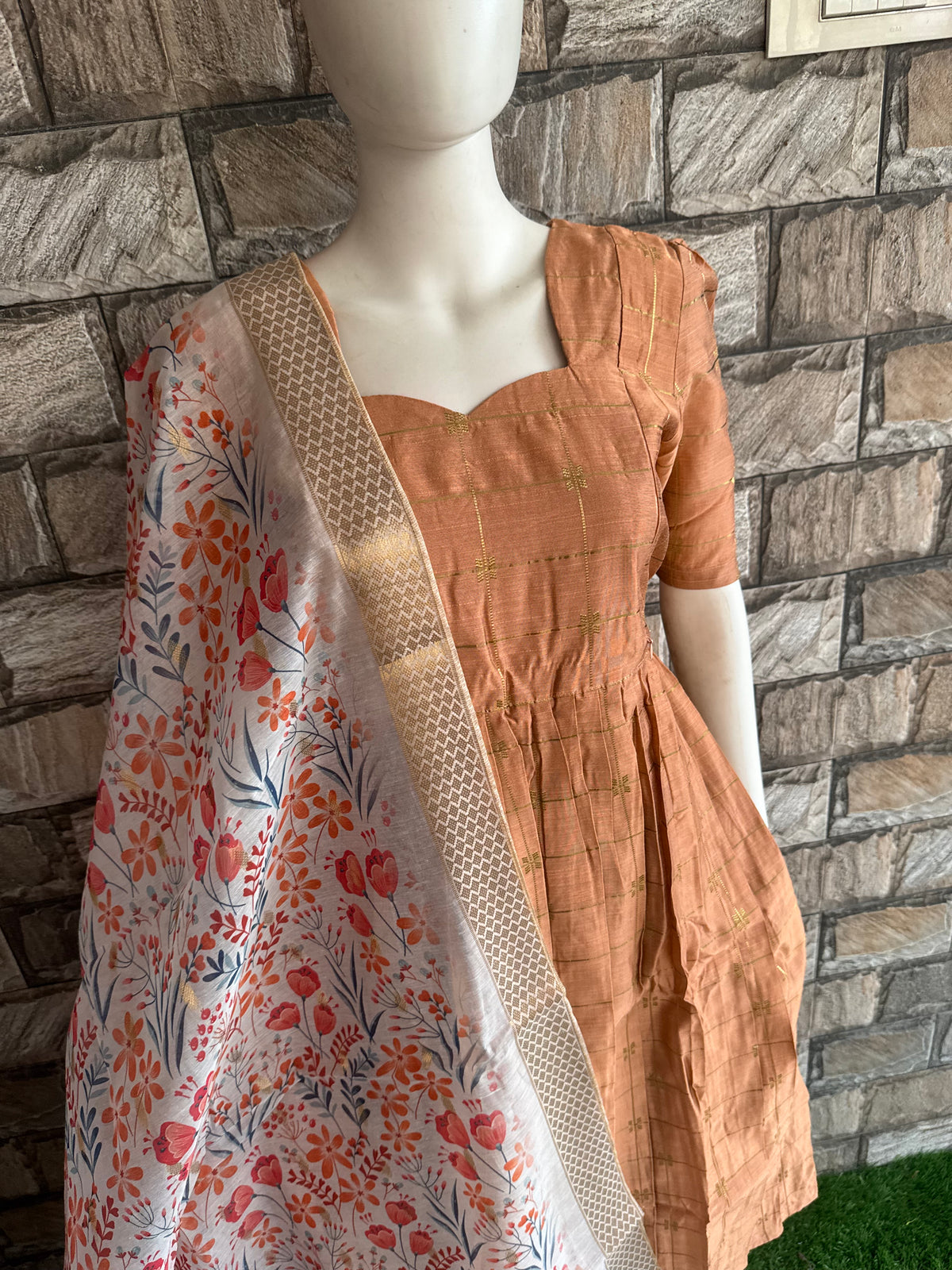 Raw silk Maternity Feeding maxi Budget launch Including dupatta