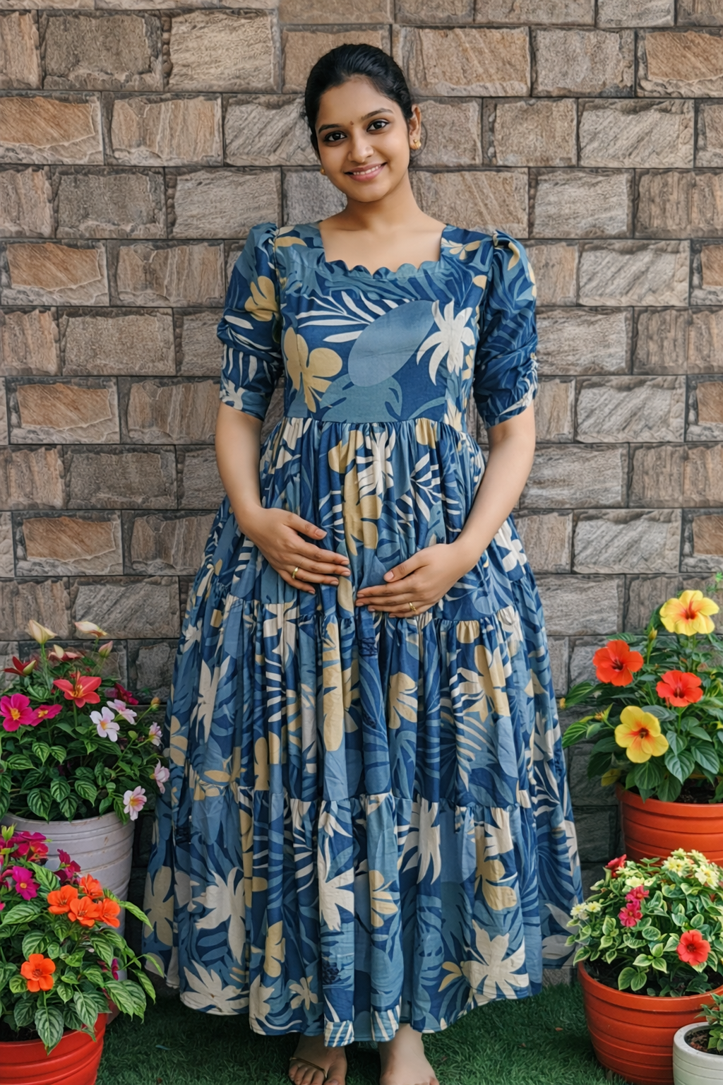 Deep Blueish Grey Delta Maternity maxi