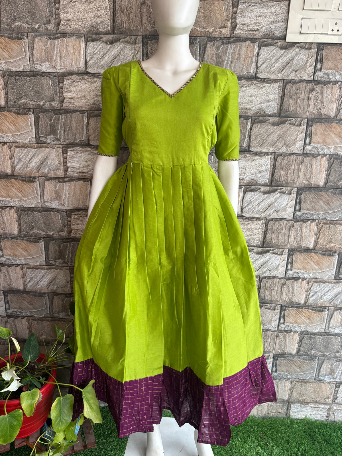 Diwali series Maternity raw silk maxi Parrot  - without Dupatta PRE ORDER 4 business days