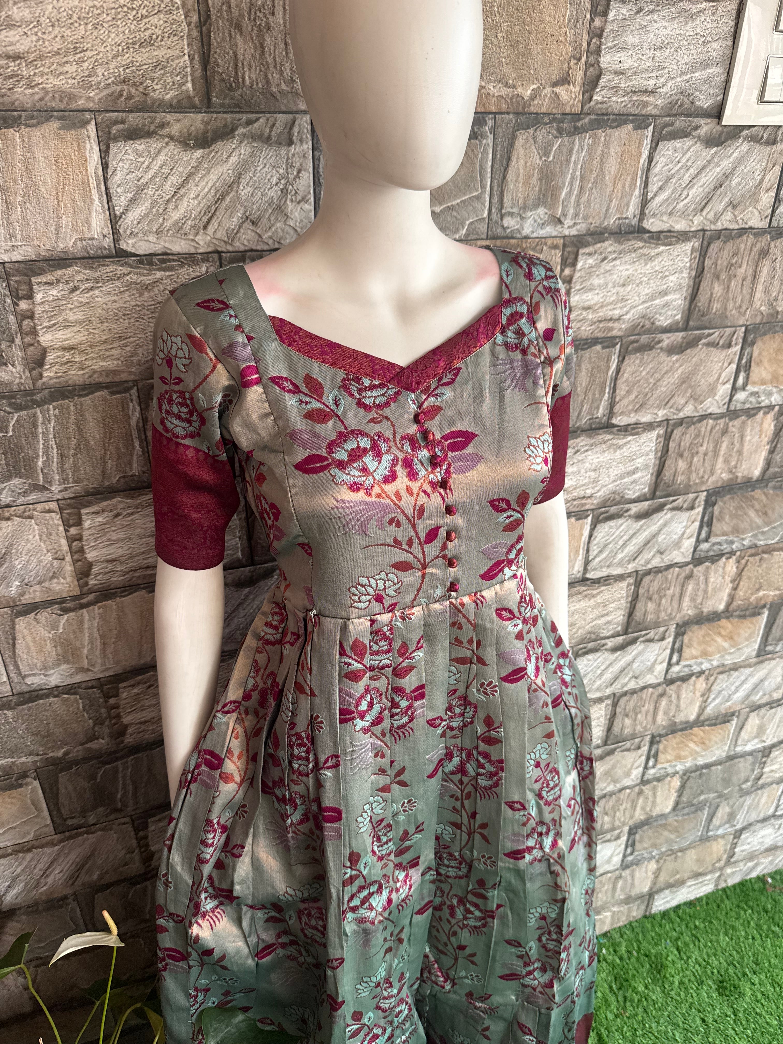 Festive wear Maternity Banarasi silk maxi