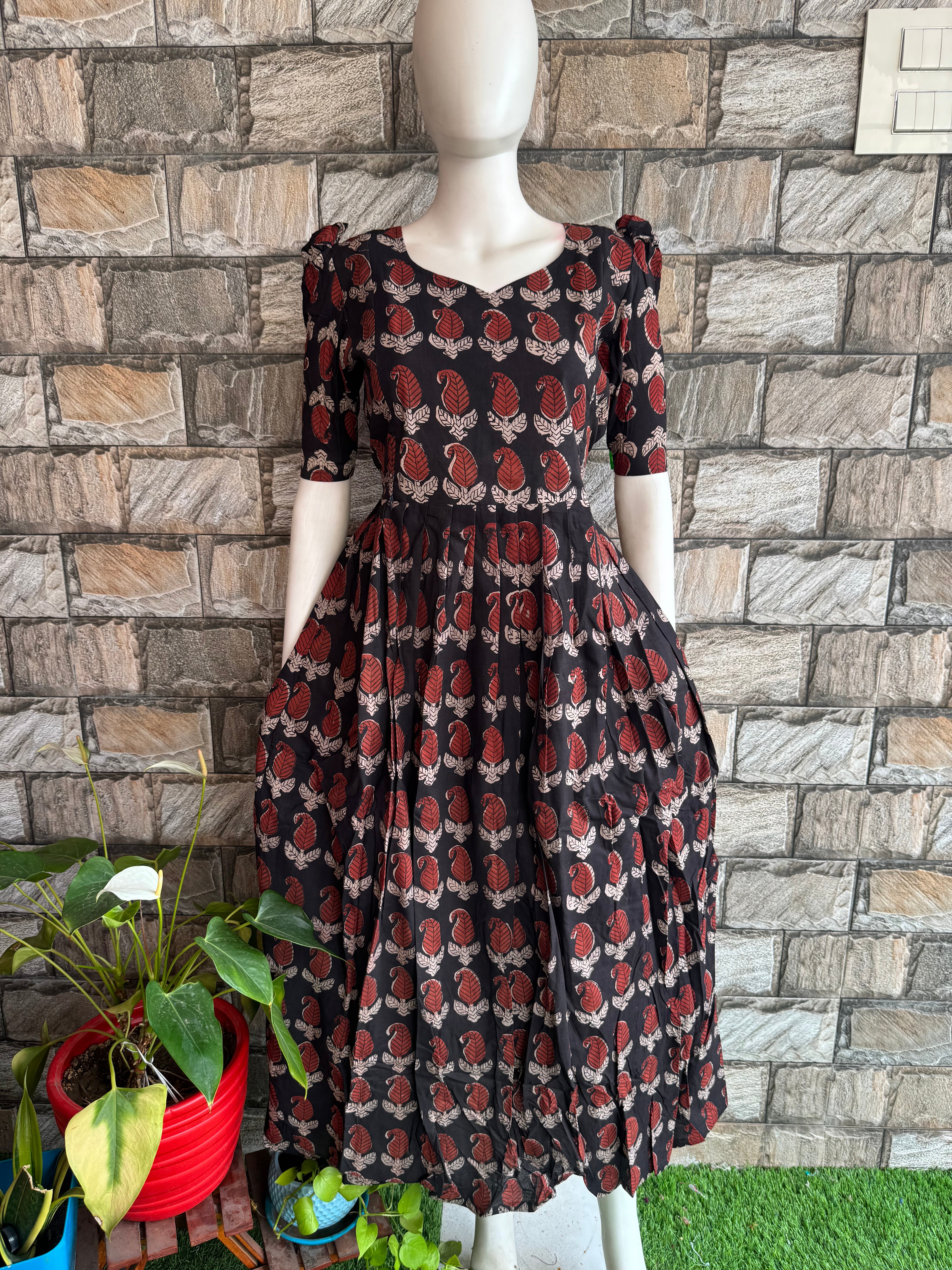 Black Baguru Handblock soft cotton Maternity maxi