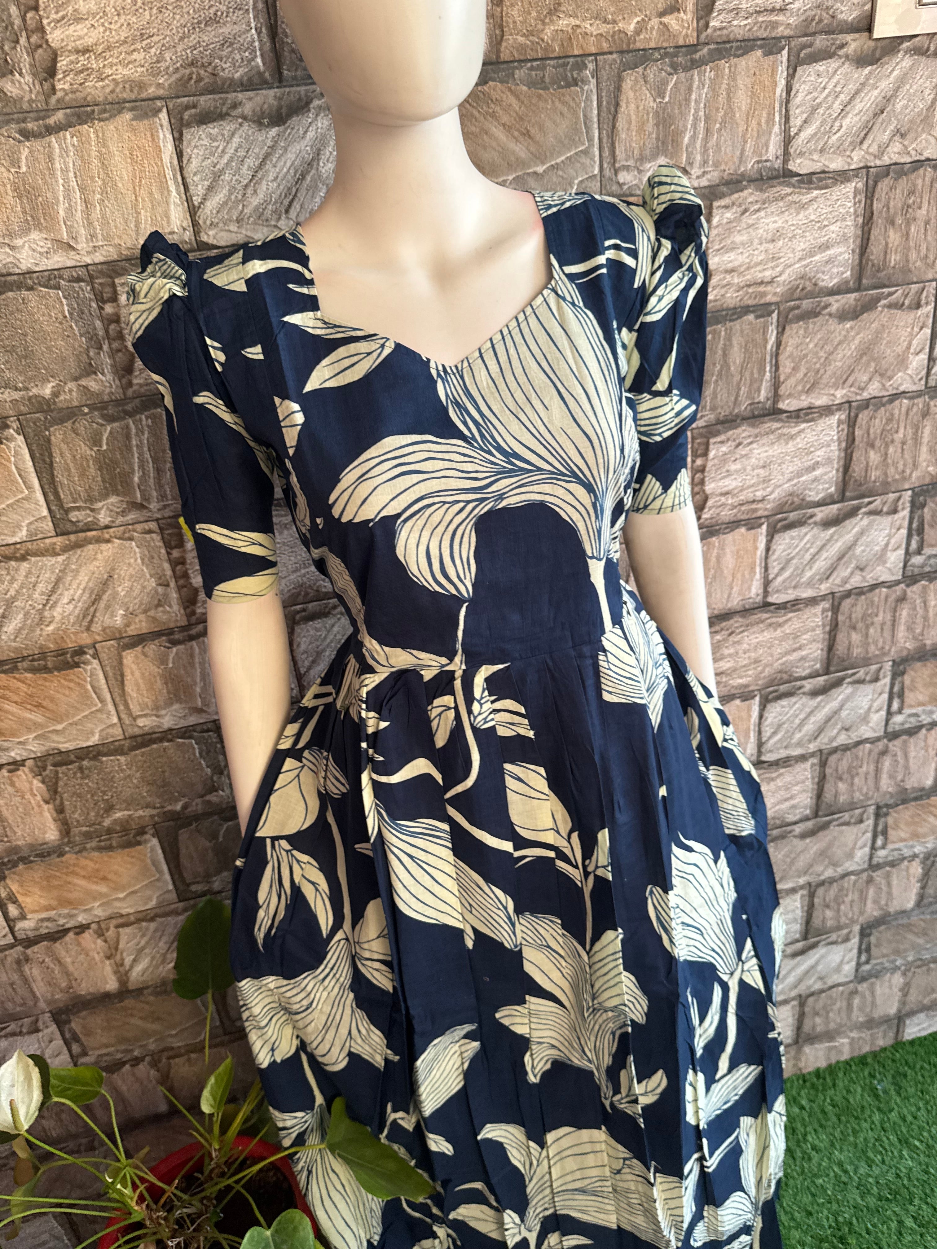 Navy soft cotton Maternity maxi Tulip